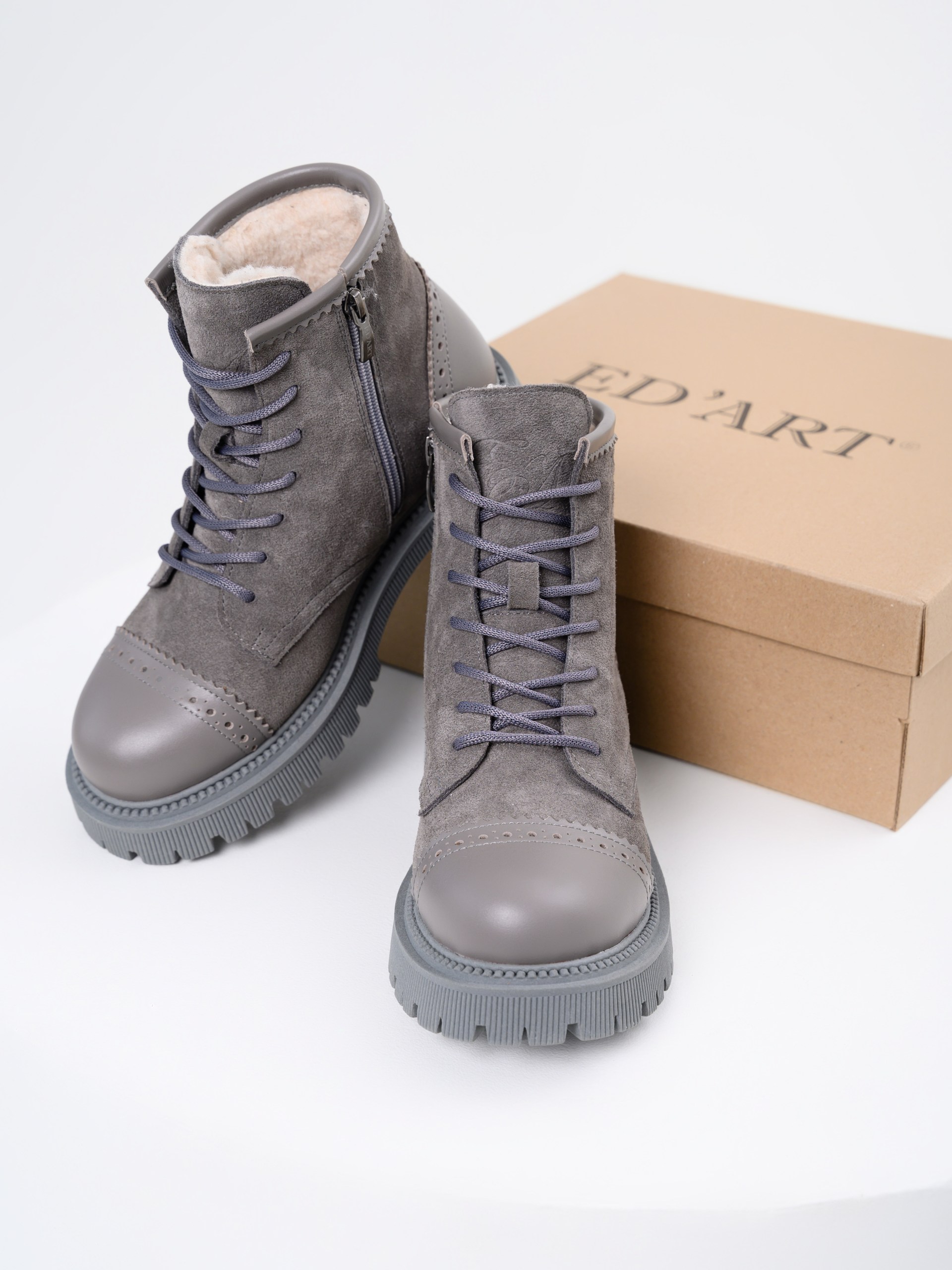 картинка Ботинки ED'ART 319.taskana'gr. Серый замок замша+игуана от интернет магазина