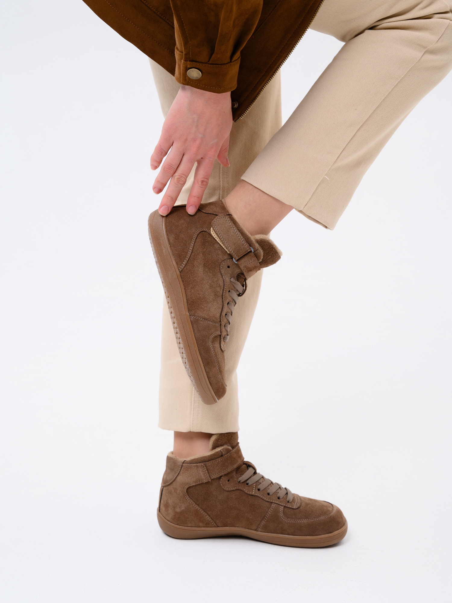 картинка Босоногие ботинки  ED'ART 211.NATA'br.Серо-коричневая замша от интернет магазина