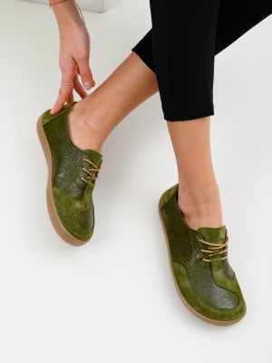 Босоногие туфли ED'ART 188.nata'br.Зеленый наплак+зеленая замша