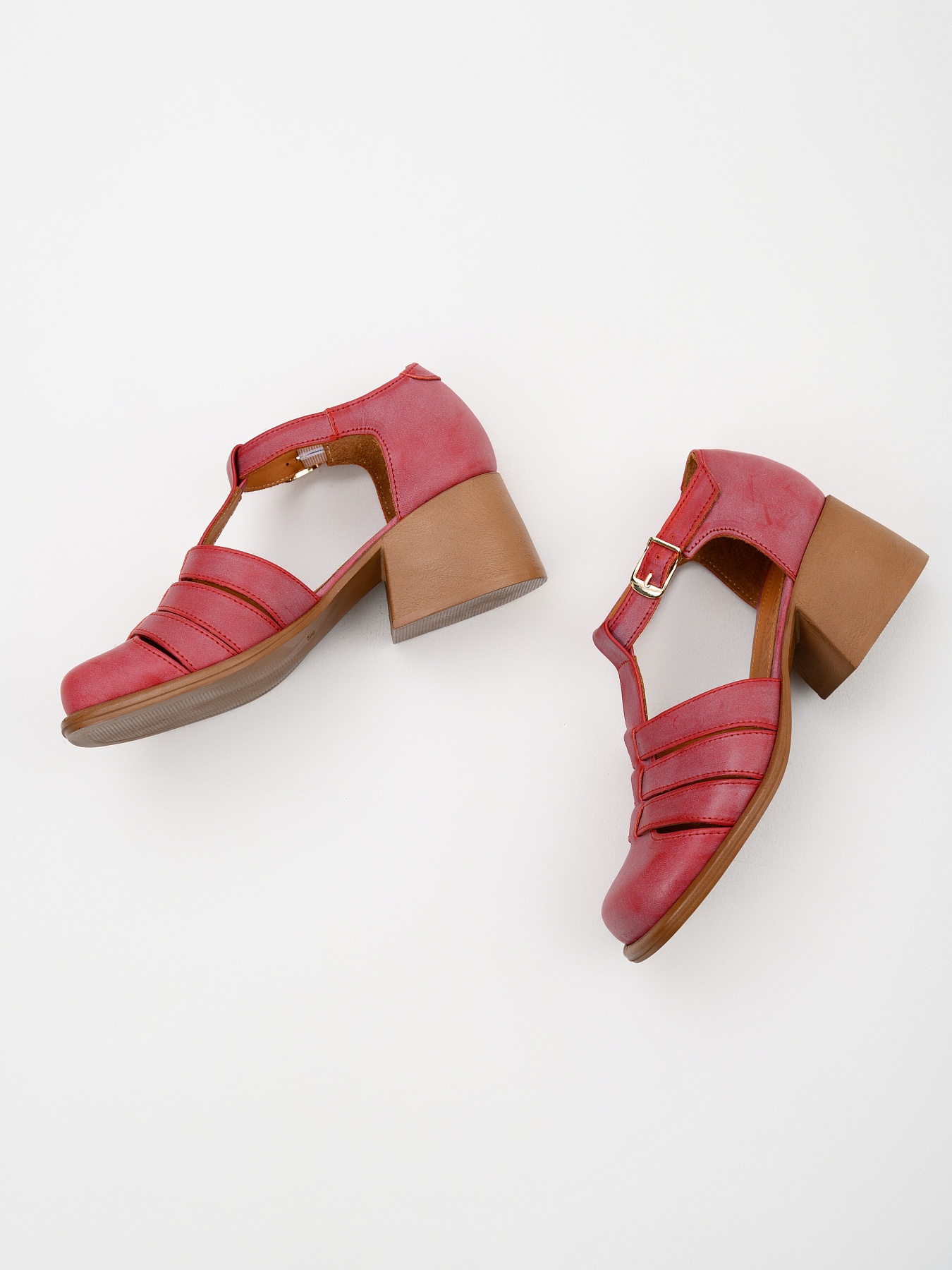 картинка Босоножки ED'ART 5036.23663'bе.Вакса красный+коричневый от интернет магазина