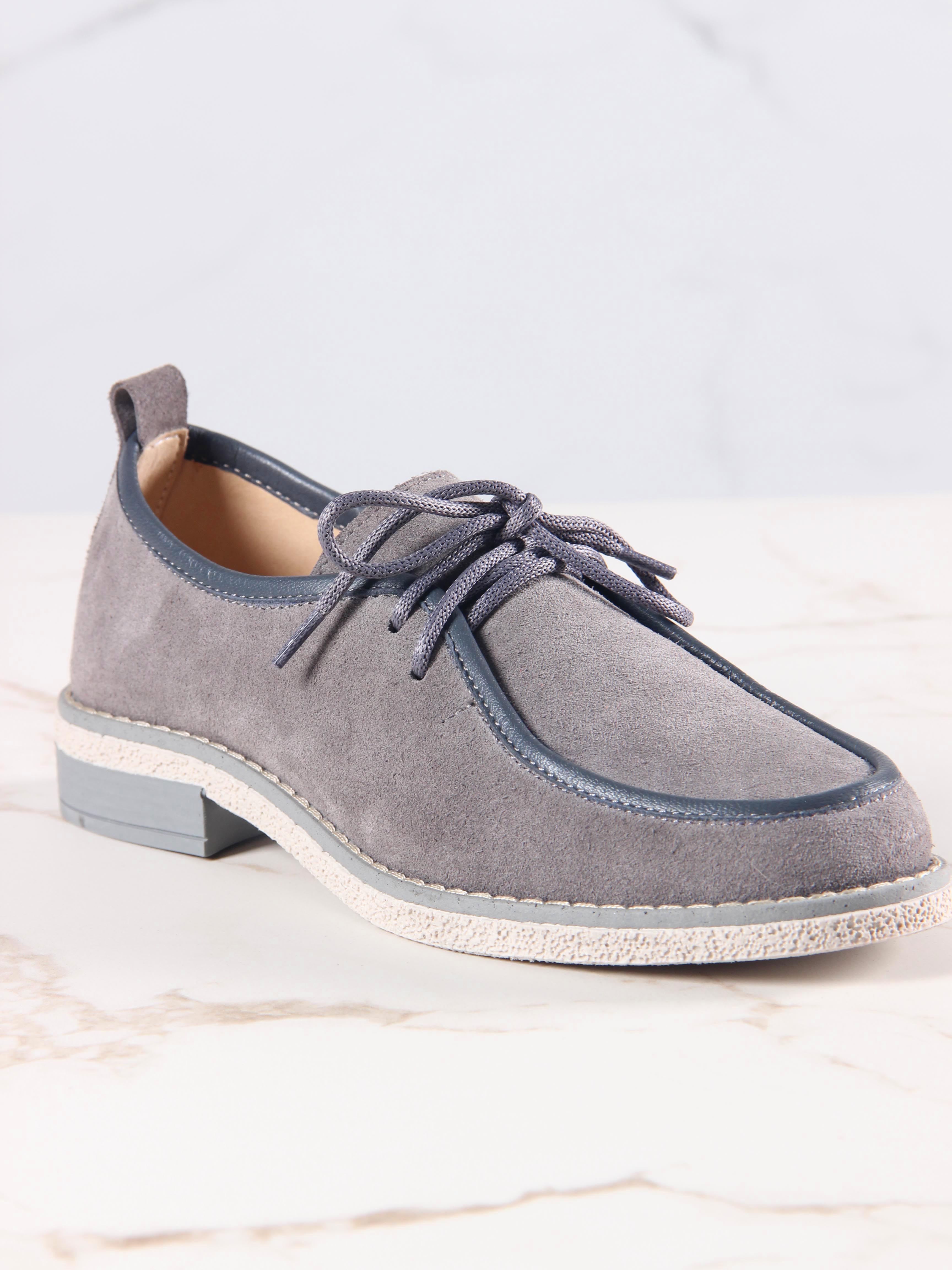 картинка Мокасины ED'ART 191.rose'gr. серый замок замша от интернет магазина