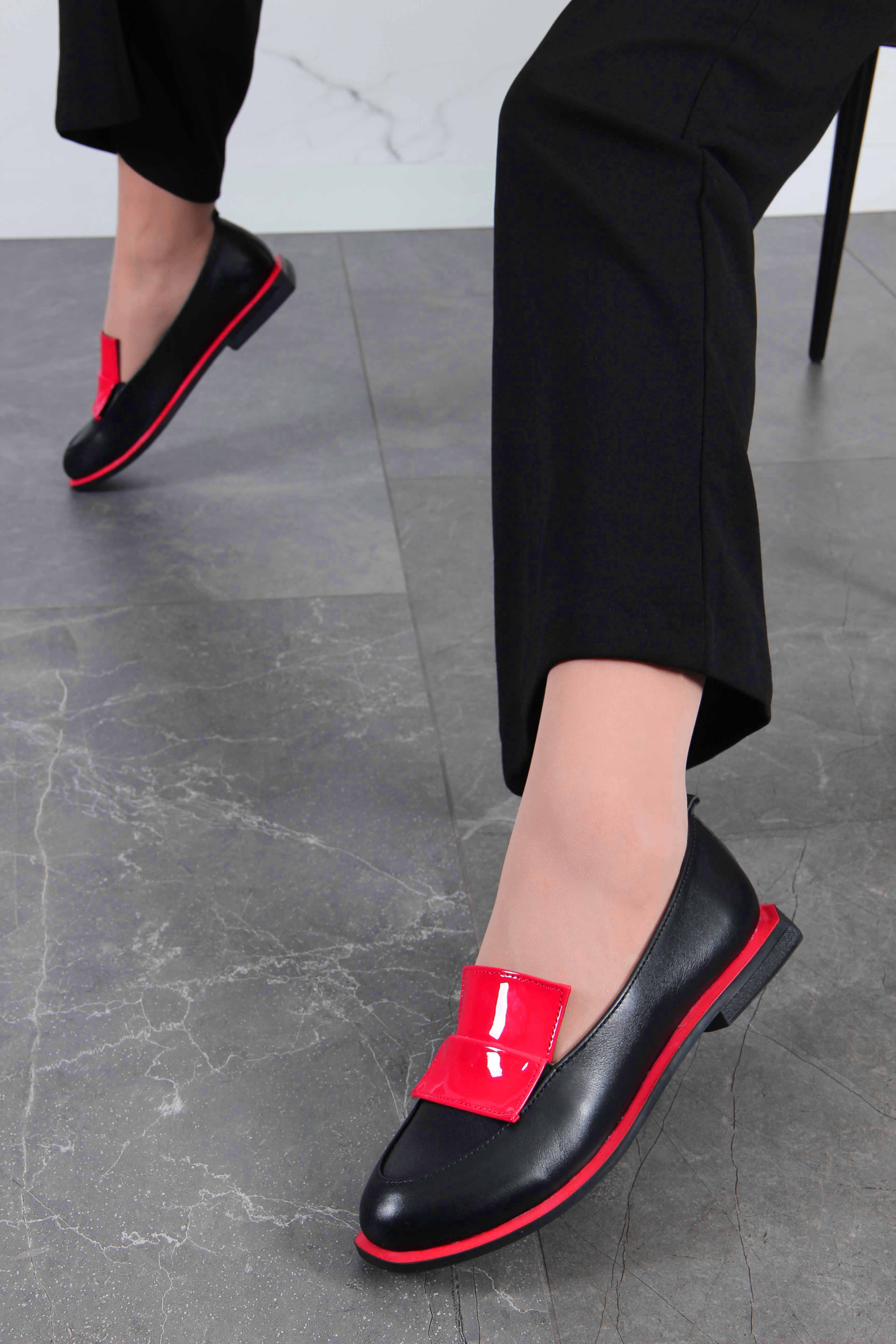 картинка Лоферы туфли ED'ART 118.Viсtoria'bl. Черный-красный от интернет магазина