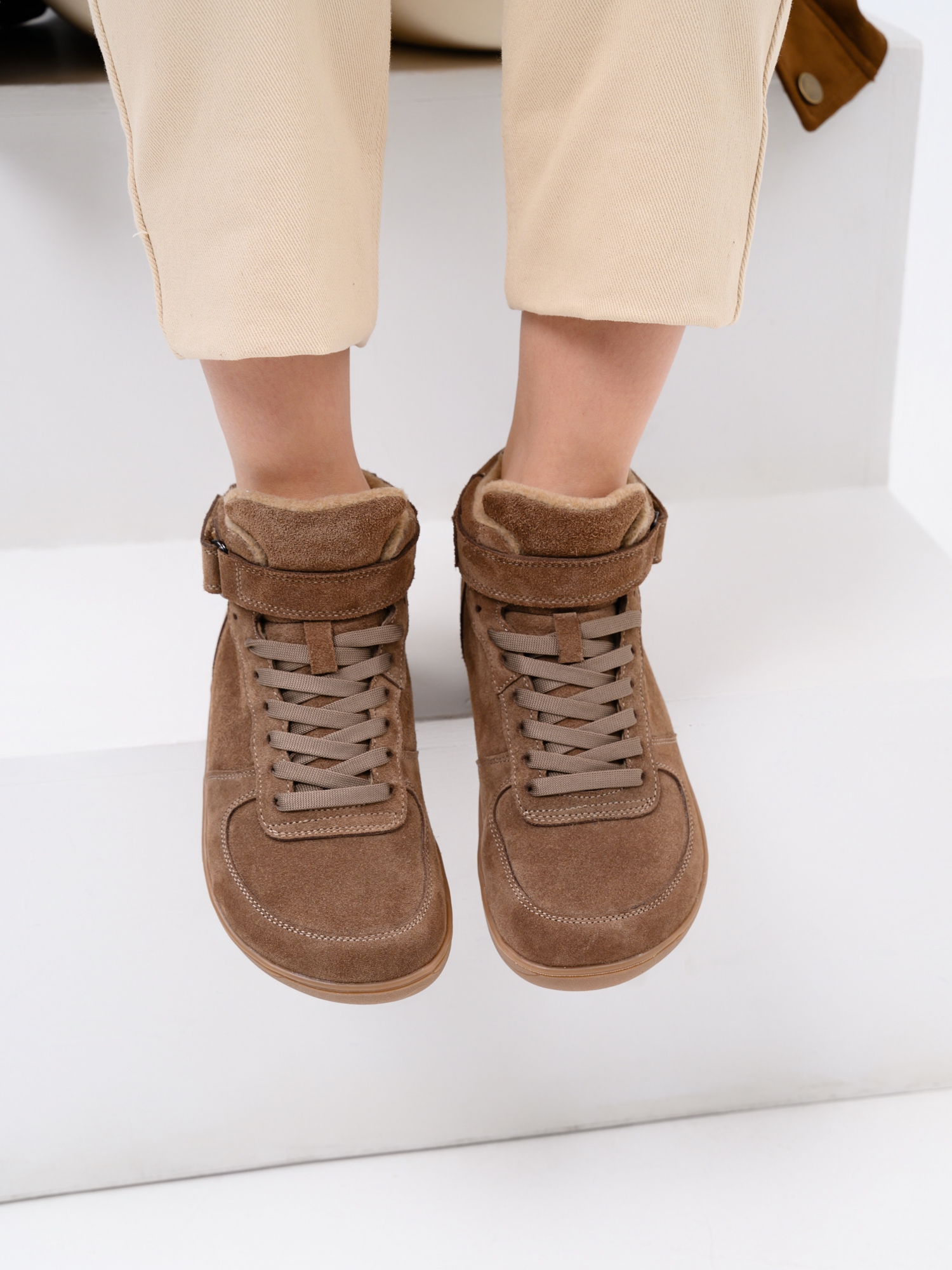 картинка Босоногие ботинки  ED'ART 211.NATA'br.Серо-коричневая замша от интернет магазина