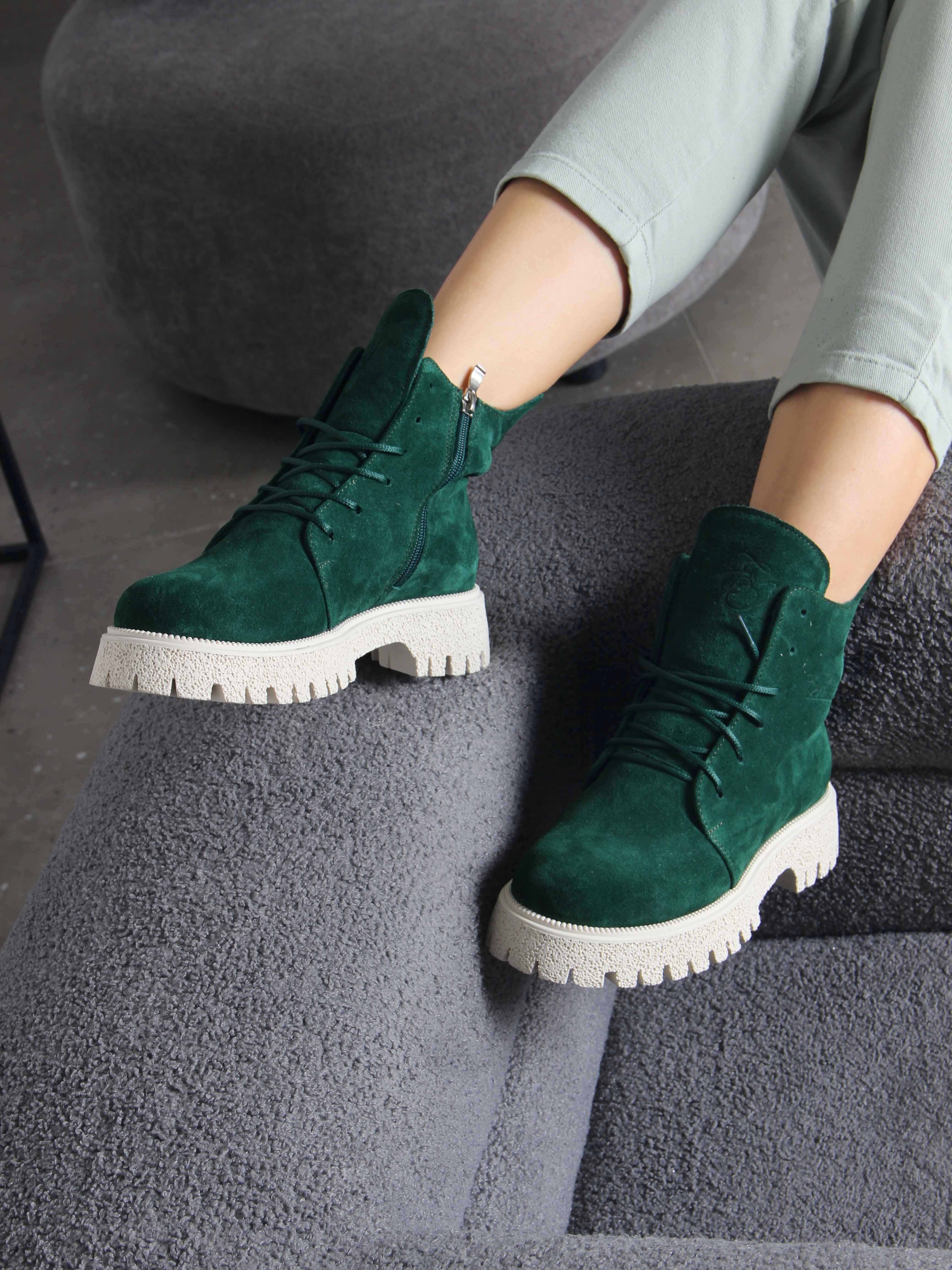 картинка Ботинки ED'ART 228.V.1541'be. Зеленый замша от интернет магазина