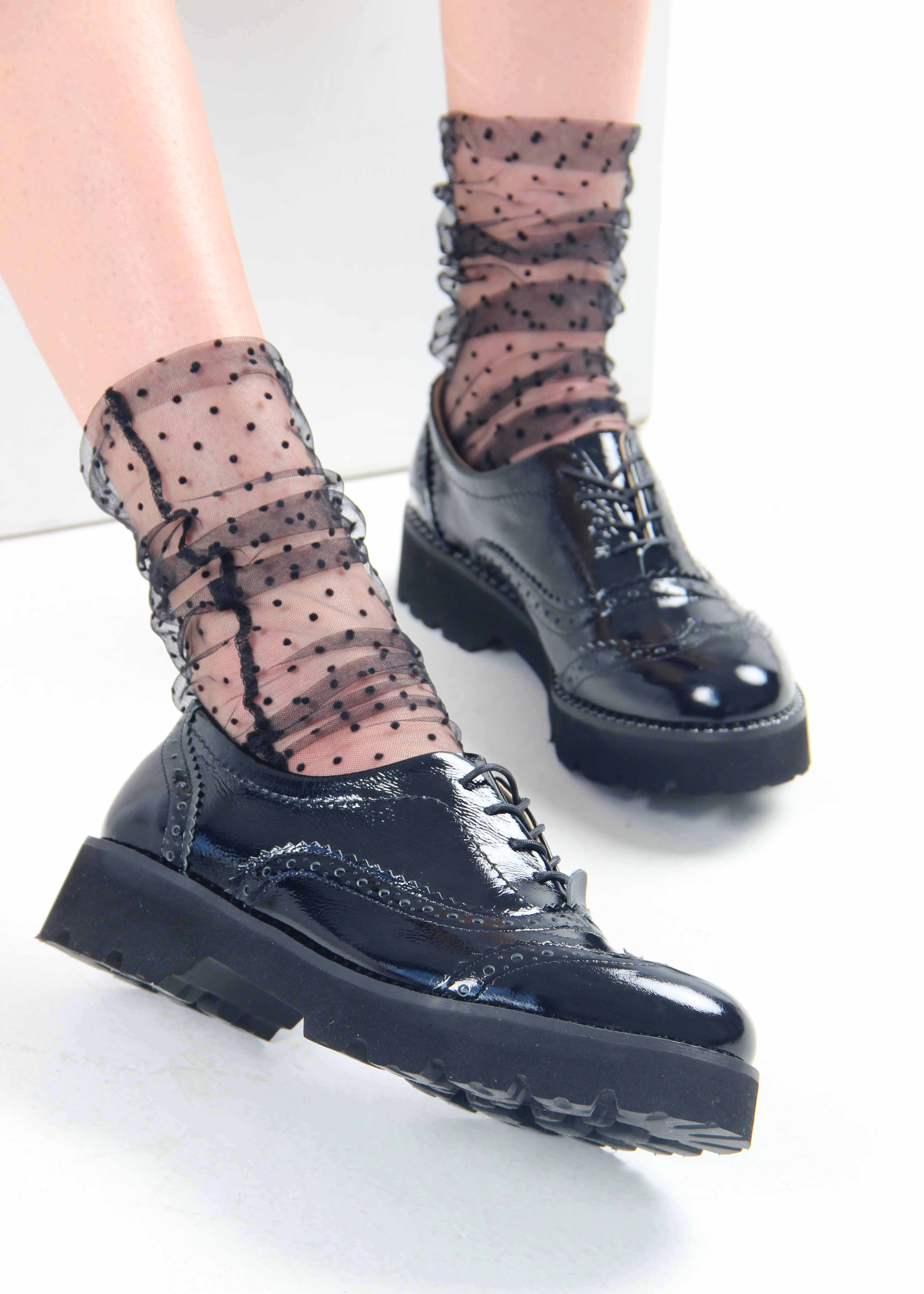 картинка Туфли полуботинки ED'ART 100.10182'bl. Черный наплак от интернет магазина