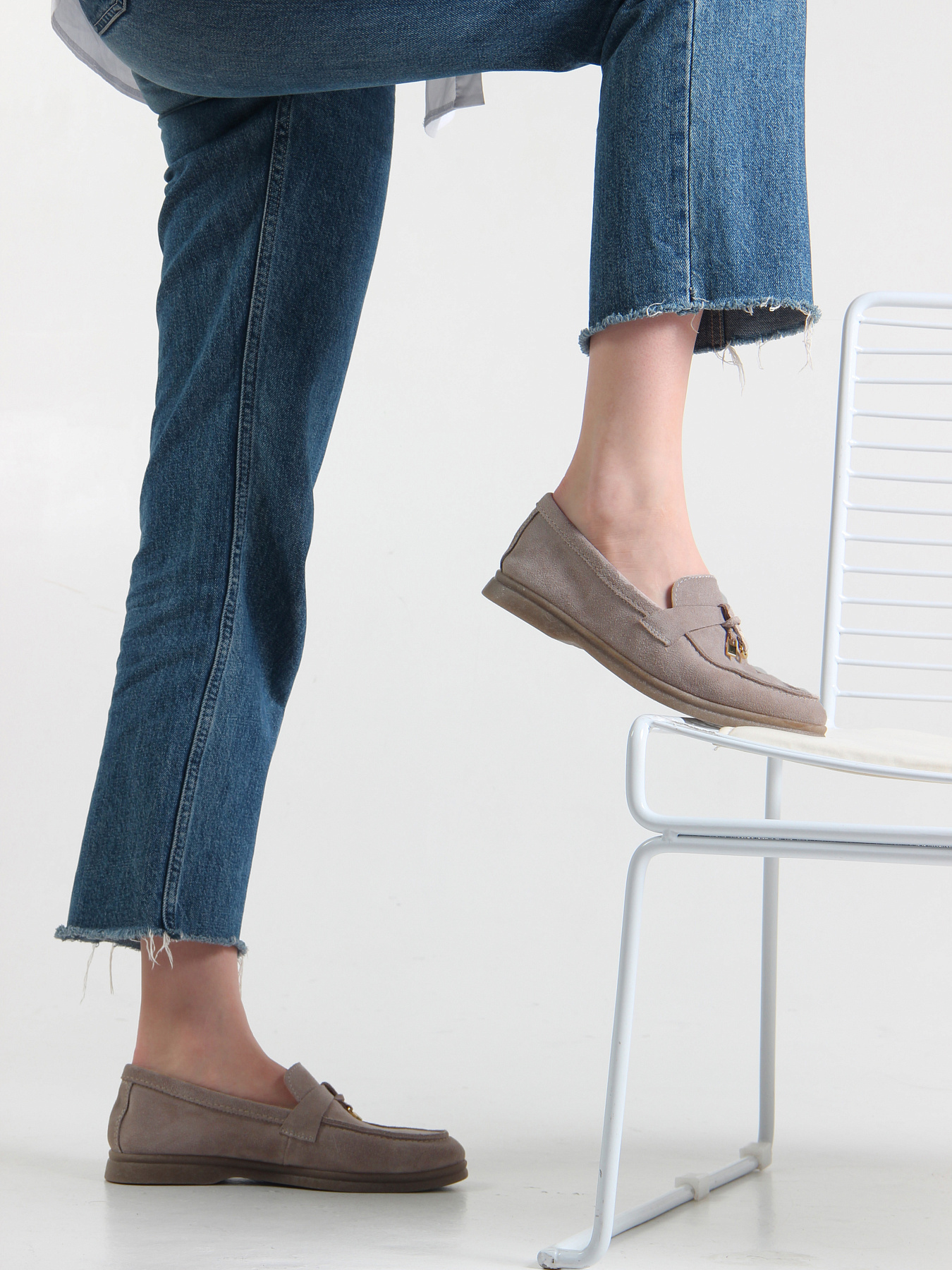 картинка Лоферы туфли ED'ART 170.2614'be. ваниль замша от интернет магазина