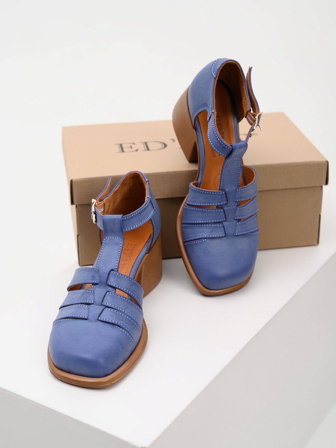 картинка Босоножки ED'ART 5036.23663'bе.Вакса джинс+коричневый от интернет магазина