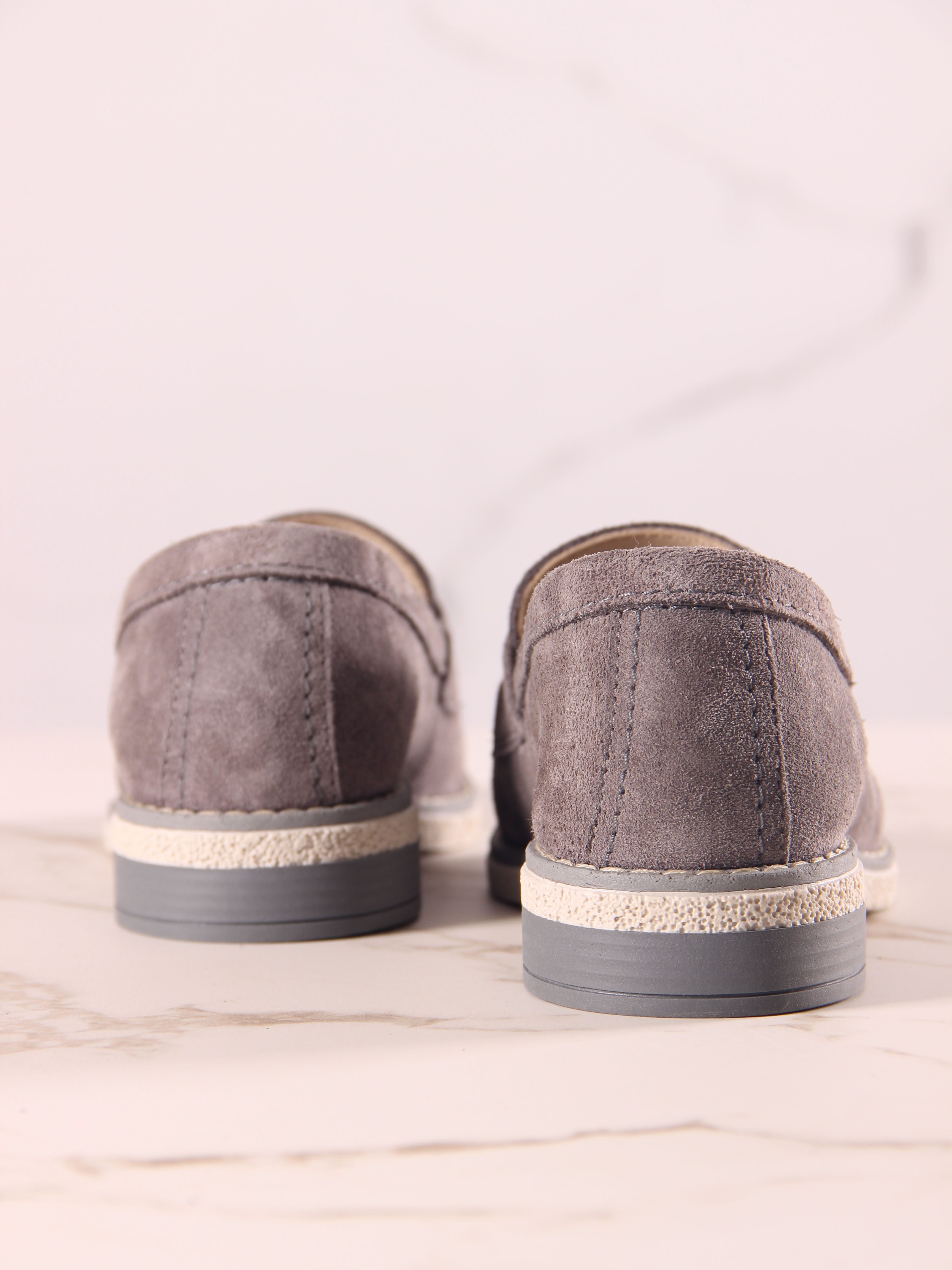 картинка Лоферы ED'ART 176.rose'gr. серый замок замша от интернет магазина