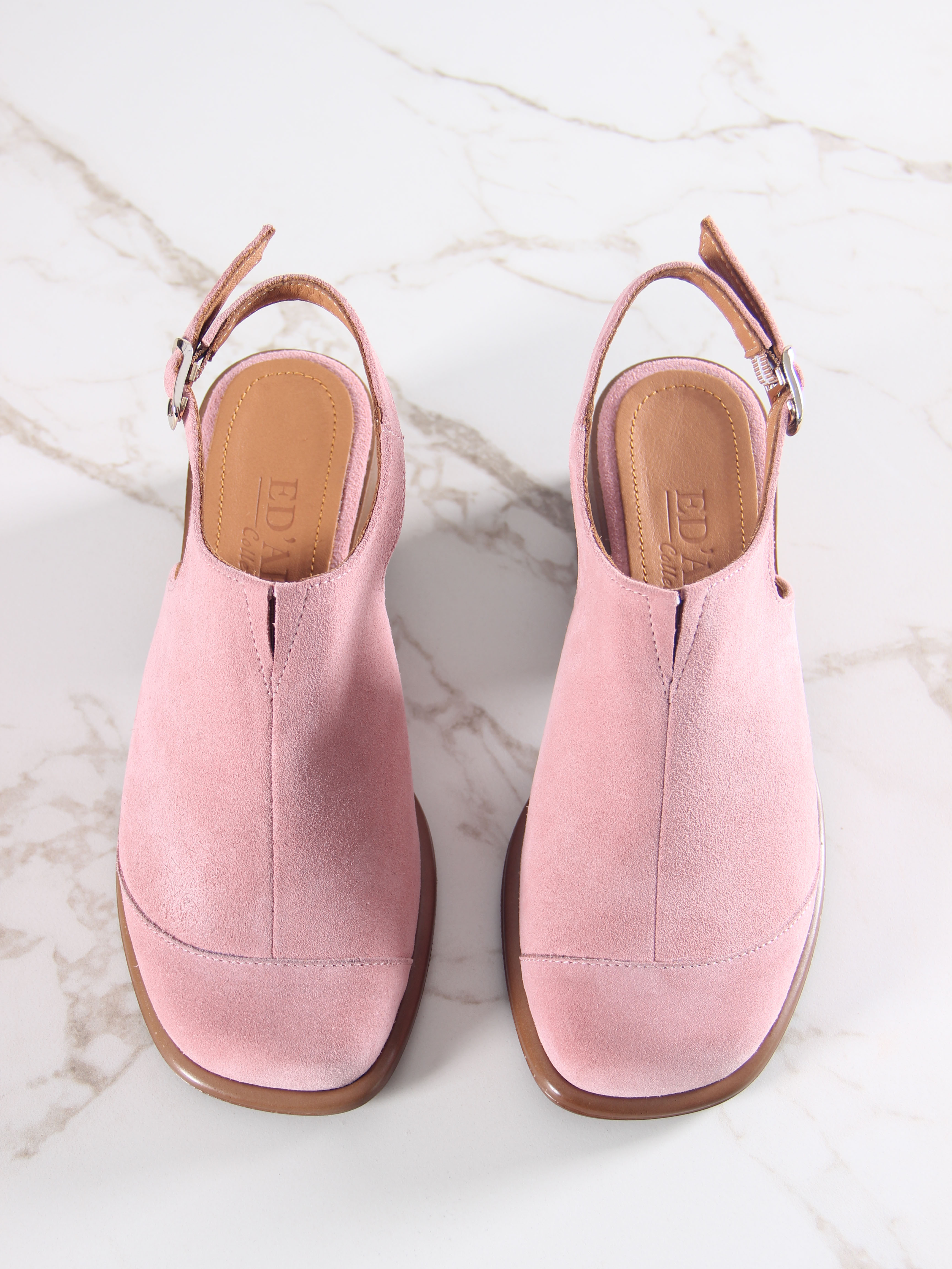 картинка Сабо ED'ART 5133.23663'br.Розовая замша+коричневый от интернет магазина