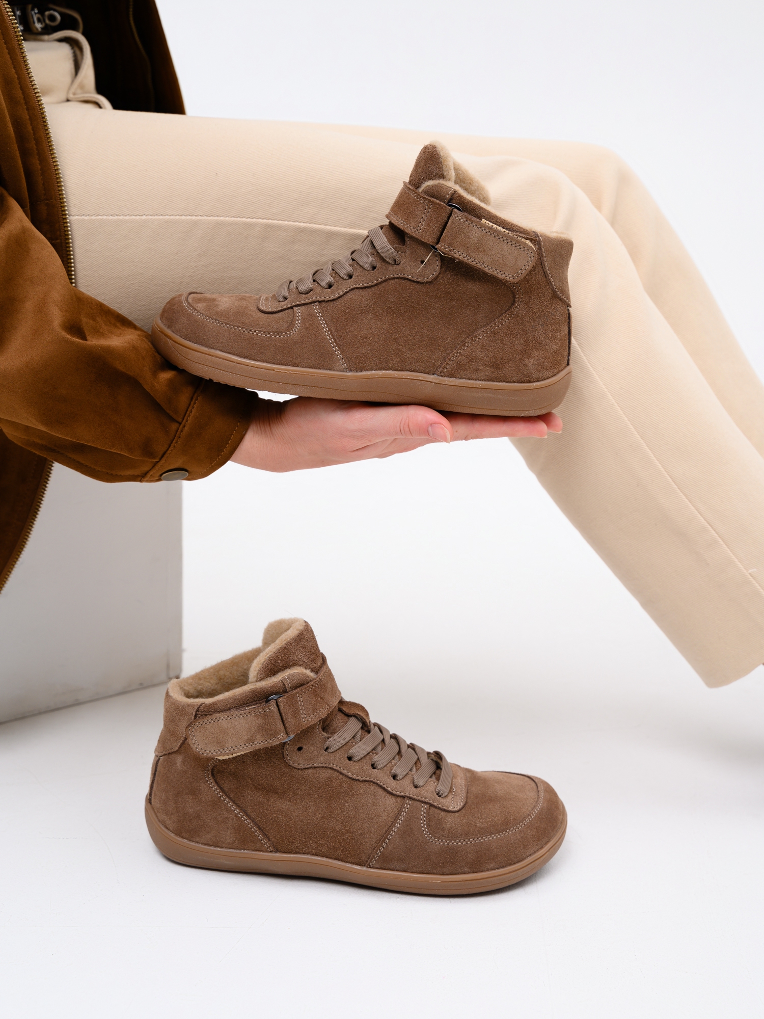 картинка Босоногие ботинки  ED'ART 211.NATA'br.Серо-коричневая замша от интернет магазина