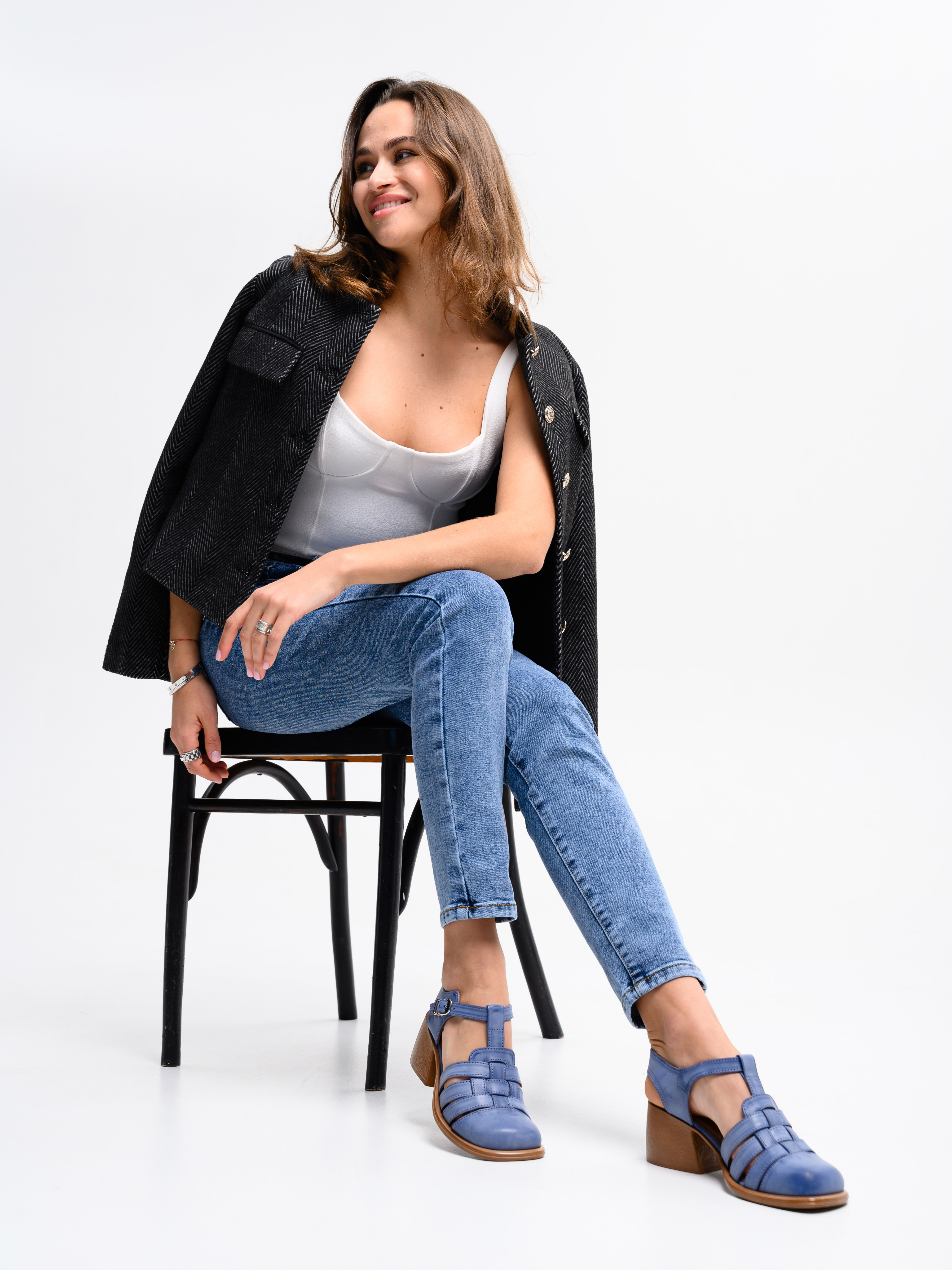 картинка Босоножки ED'ART 5035.23663'bе. Вакса джинс+коричневый от интернет магазина