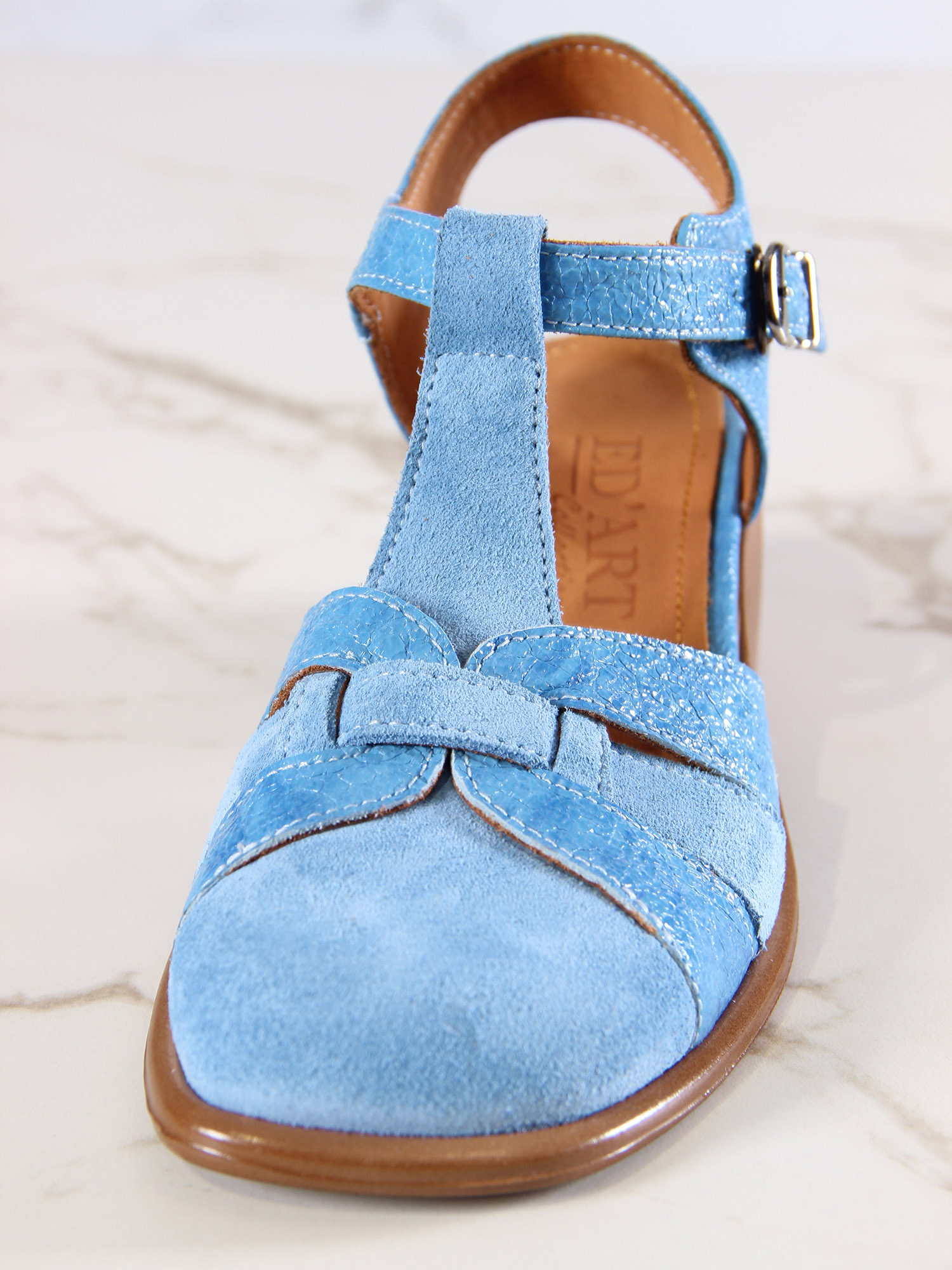 картинка Босоножки ED'ART 5038.23663'bе.Голубой наплак+голубая замша от интернет магазина