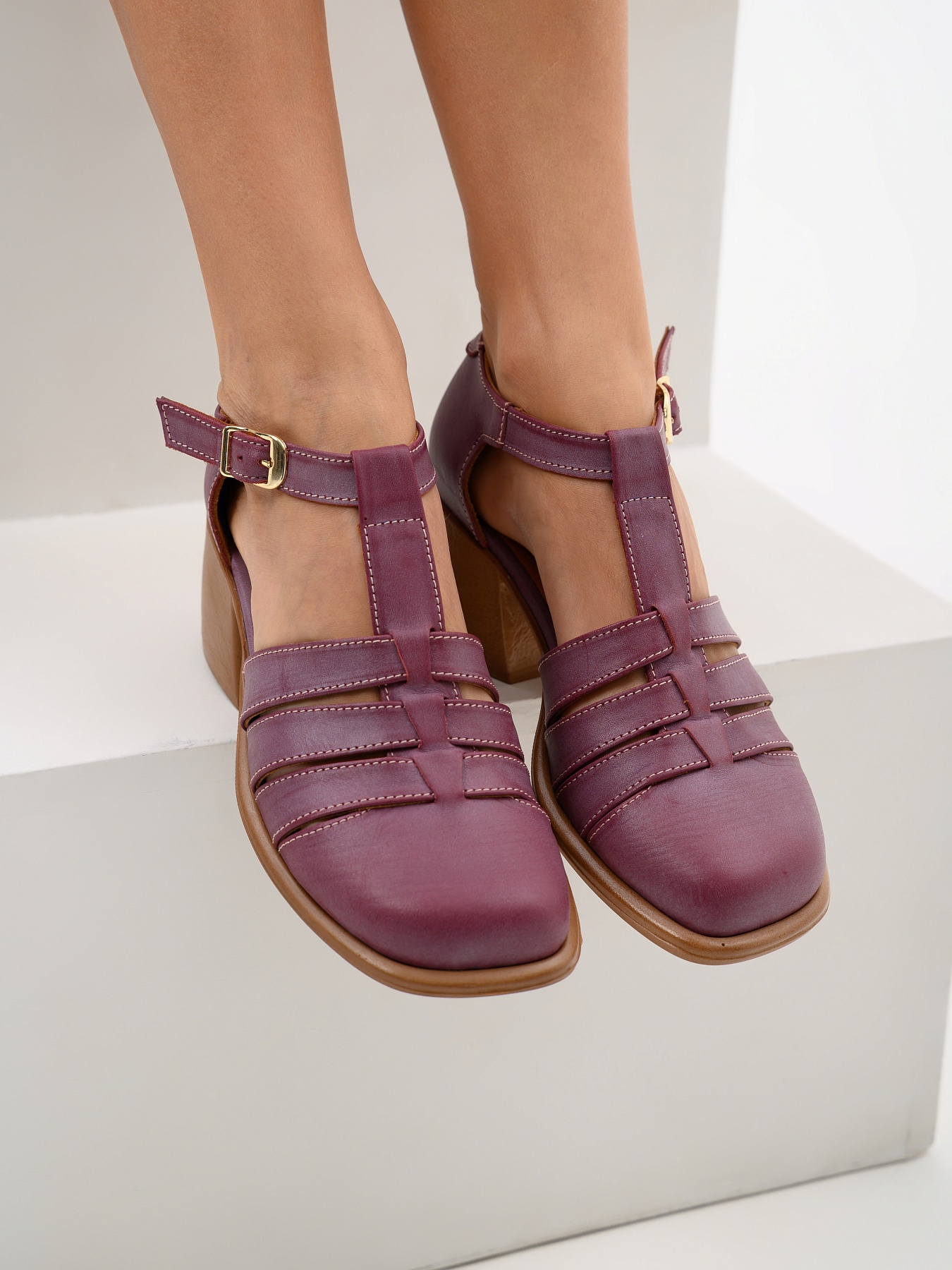 картинка Босоножки ED'ART 5036.23663'bе.Вакса бордо+коричневый от интернет магазина