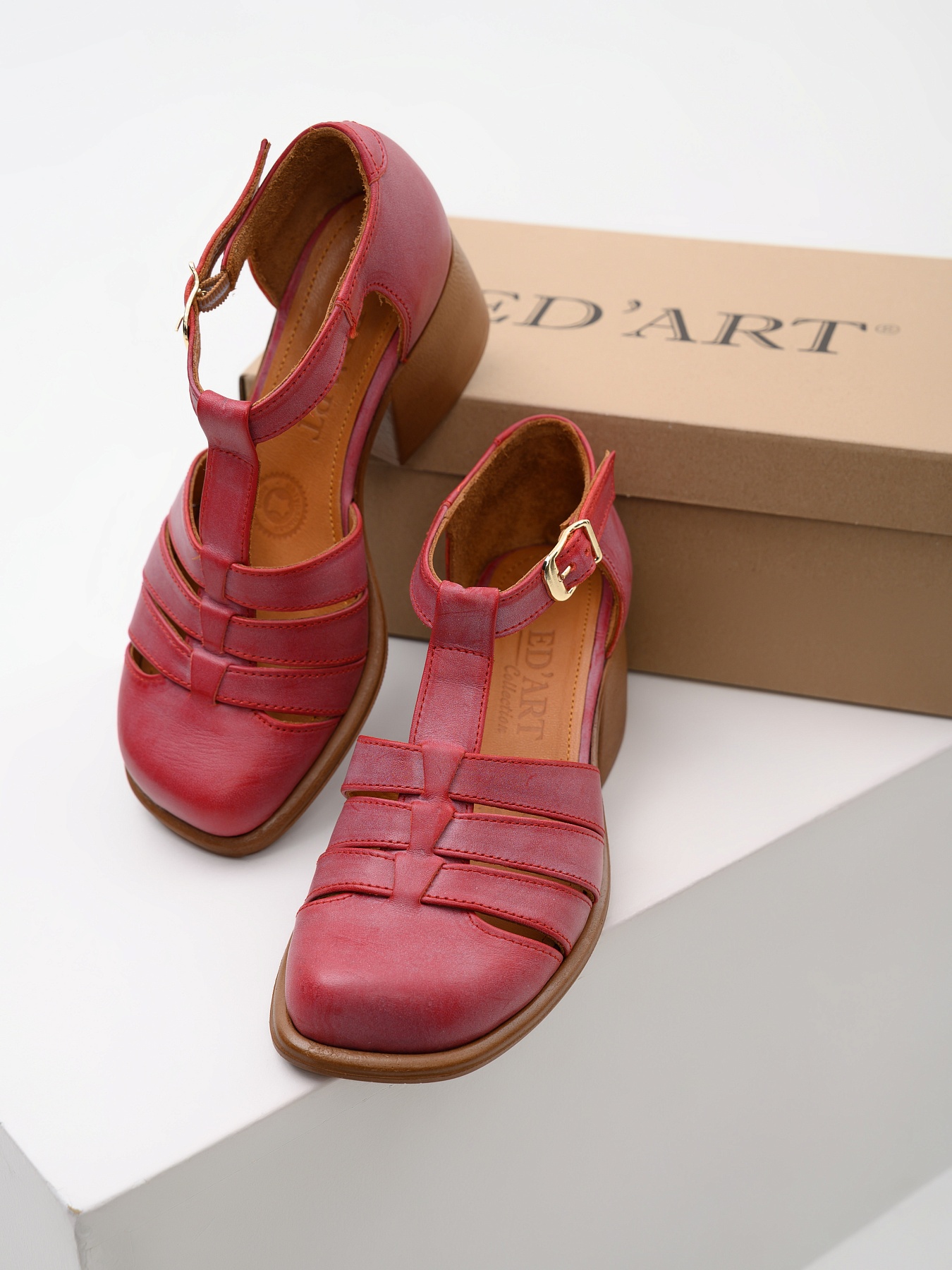 картинка Босоножки ED'ART 5036.23663'bе.Вакса красный+коричневый от интернет магазина