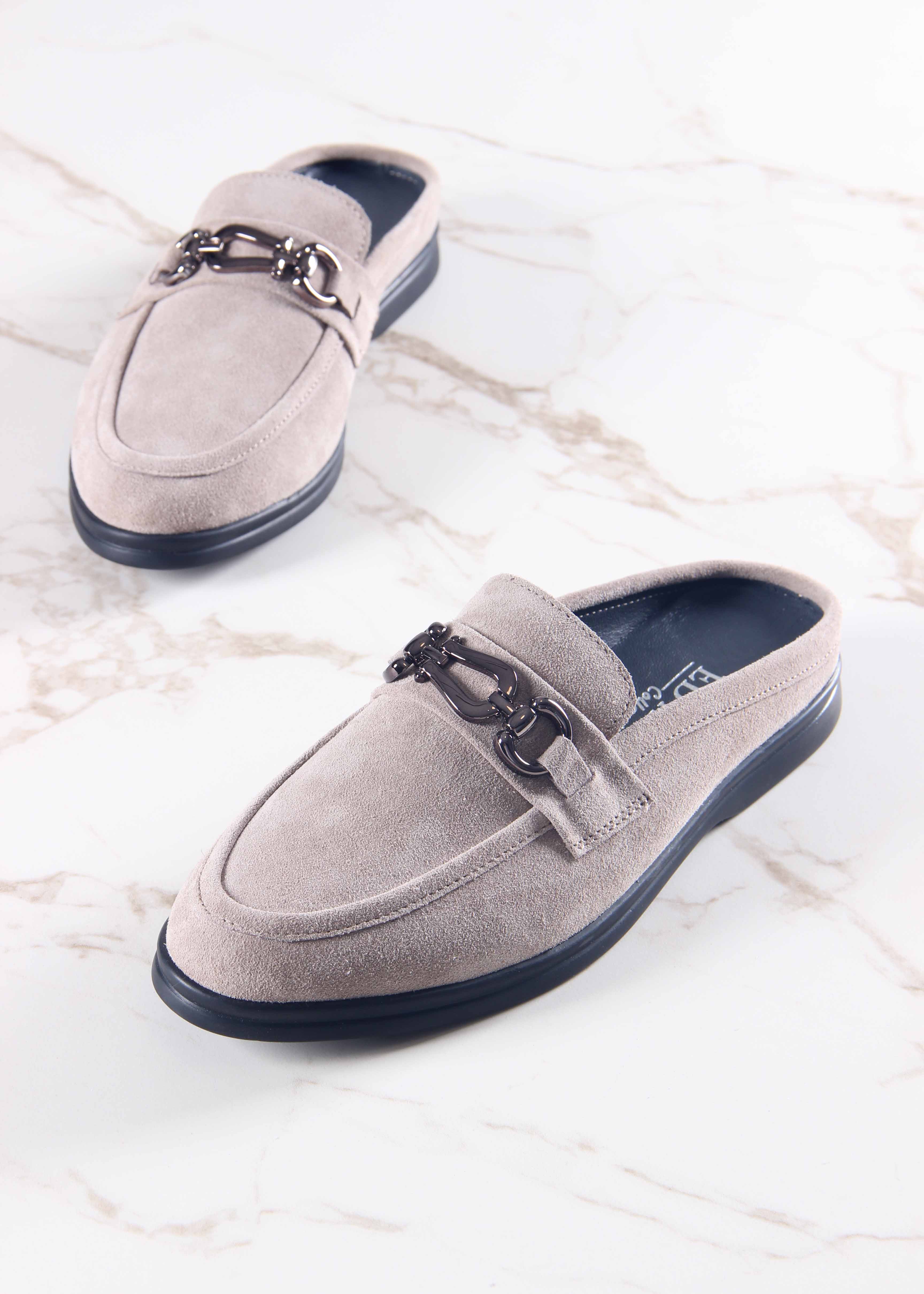 картинка Сабо лоферы ED'ART 1080.2614'bl. Ваниль замша от интернет магазина