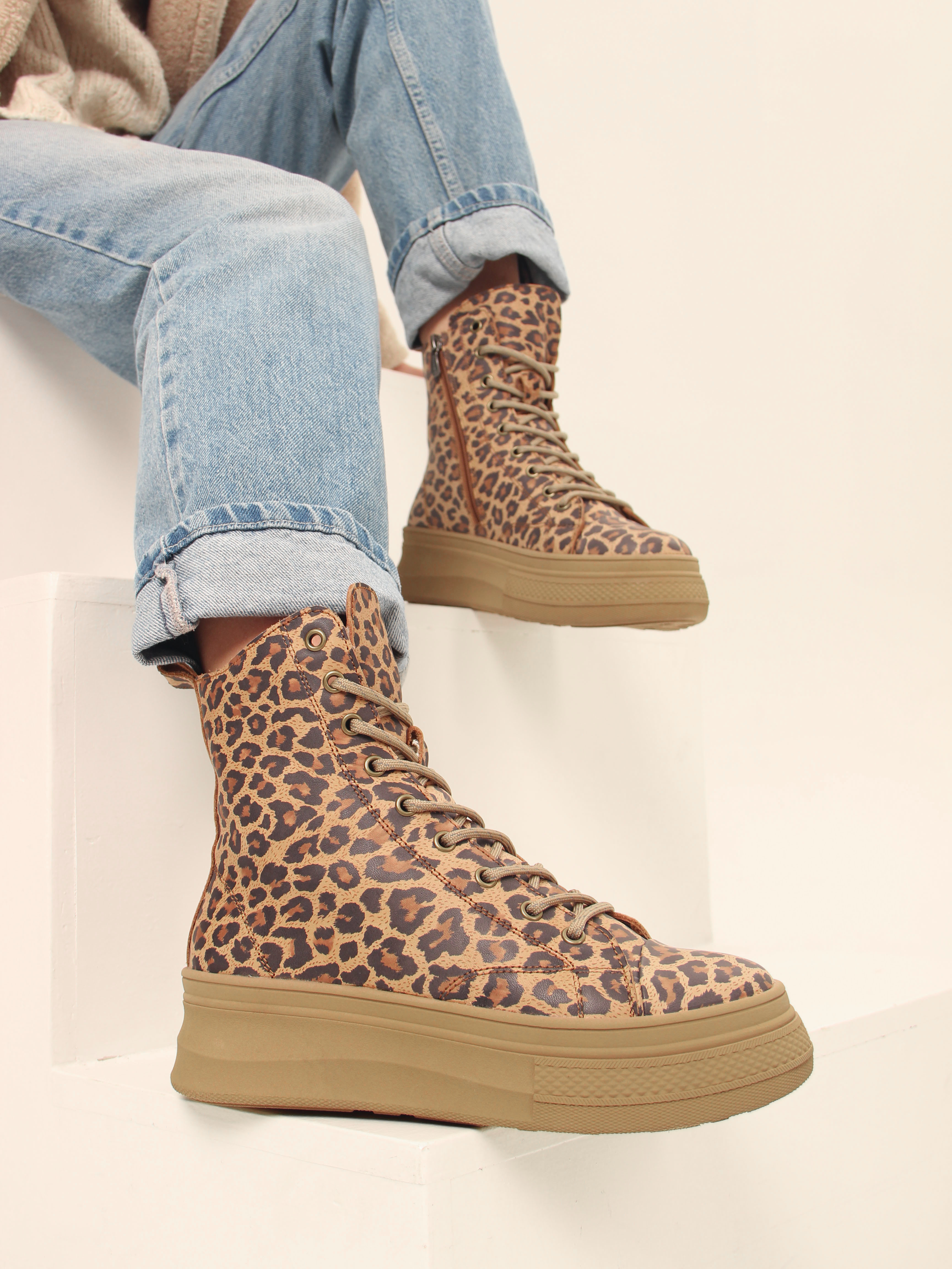 картинка Ботинки ED'ART 215.warm'br. коричневый леопард от интернет магазина