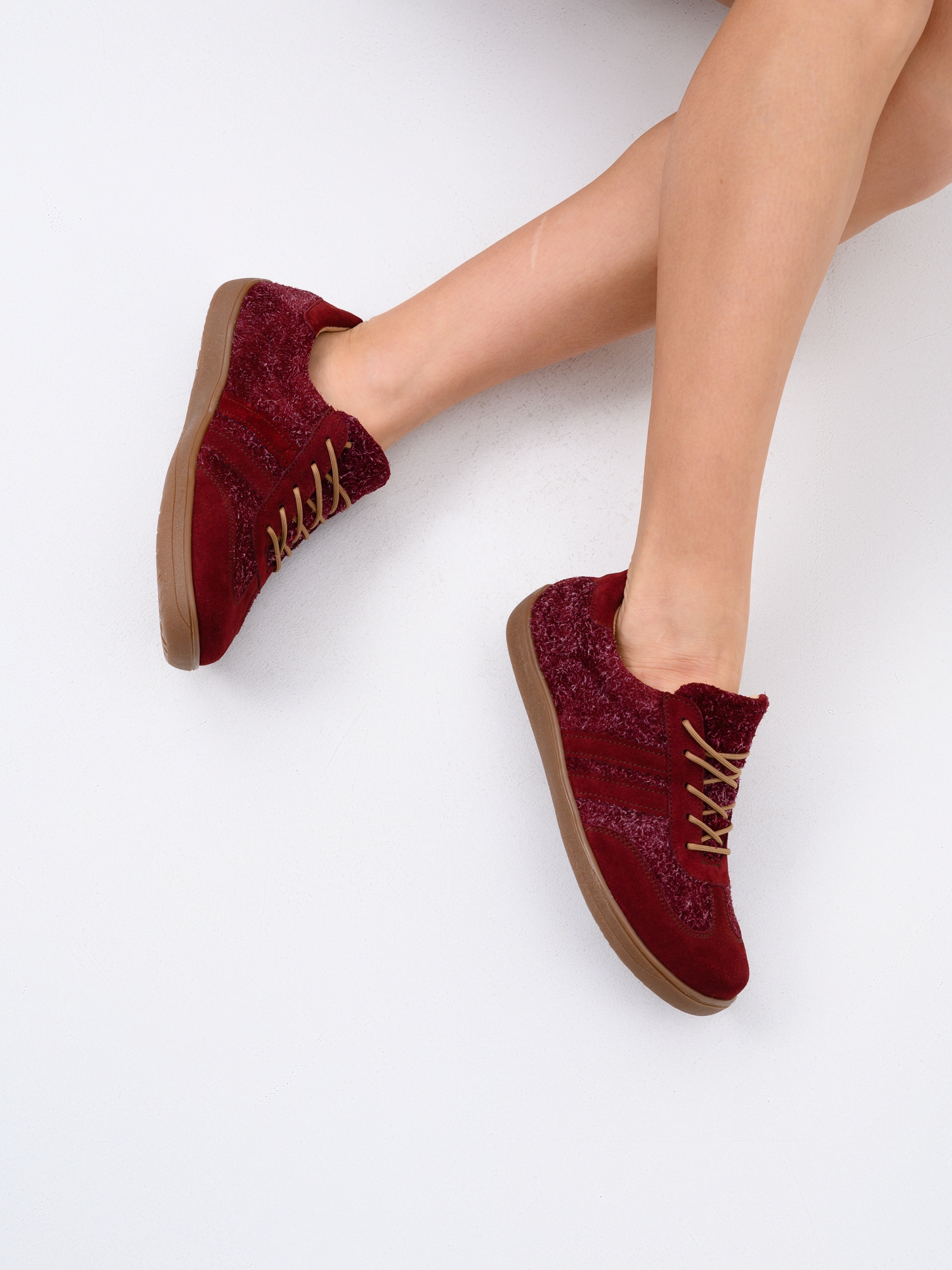 картинка Босоногие кеды ED'ART 184.nata'br.Бордовая замша+бордовый джангл от интернет магазина