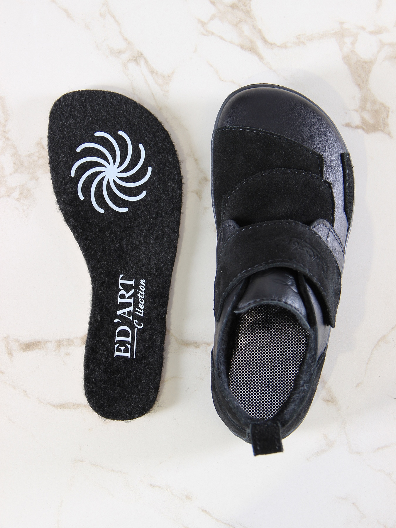 картинка Босоногие ботинки  ED'ART 206.NATA'bl.Черная кожа+черная замша от интернет магазина