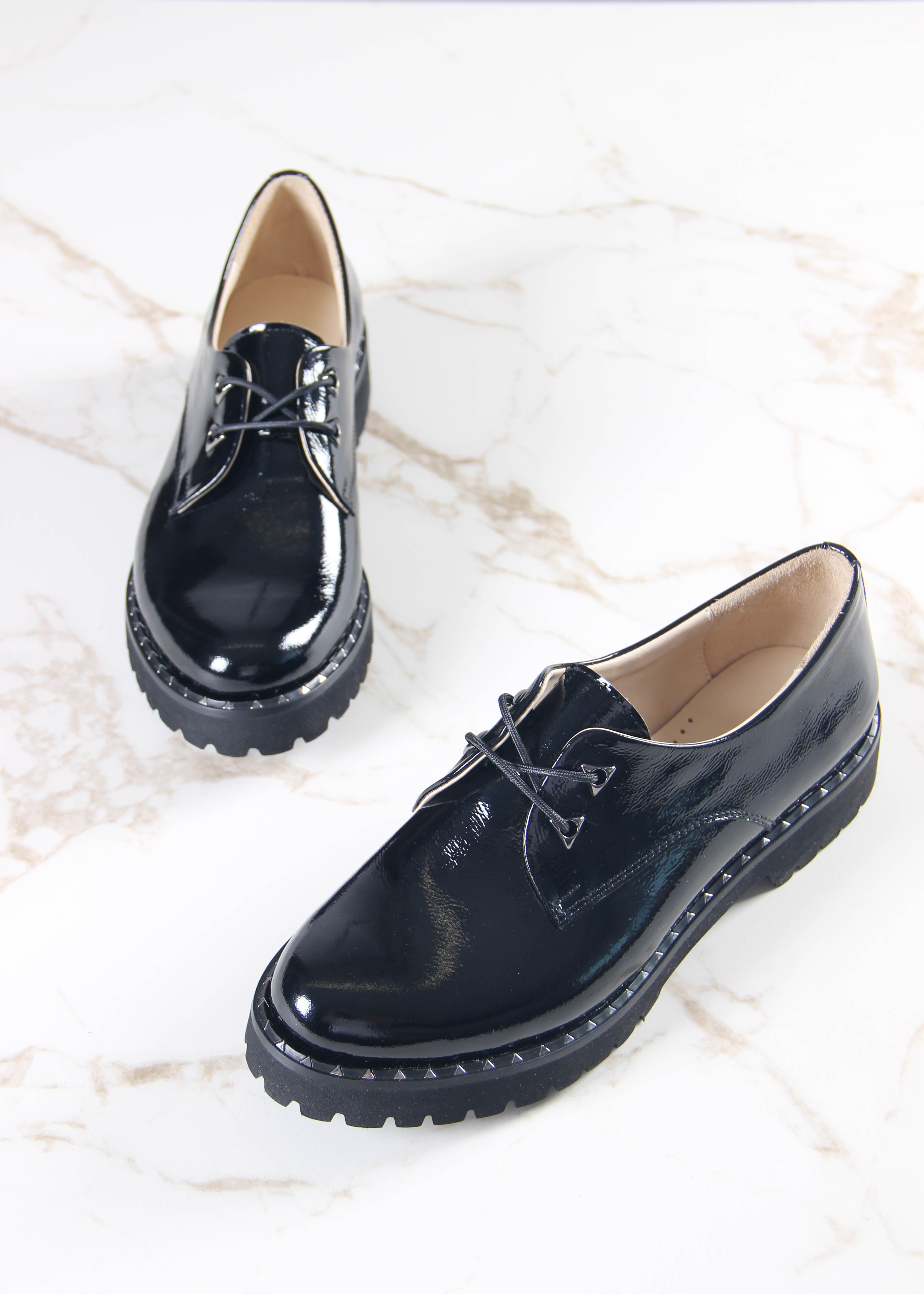 картинка Туфли полуботинки ED'ART 102.1018'bl. Черный наплак от интернет магазина