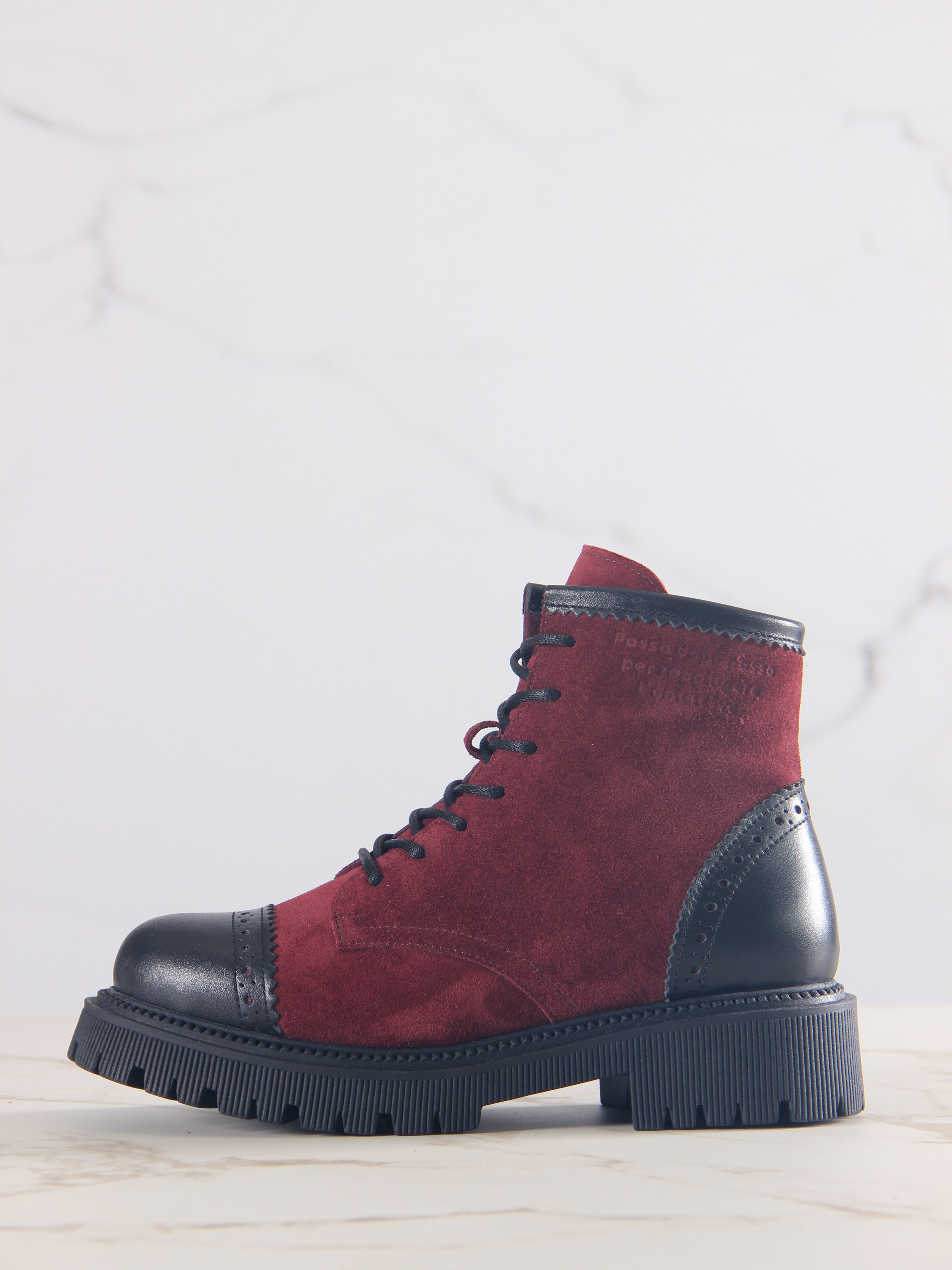 картинка Ботинки ED'ART 319.taskana'bl. Бордо замша+черный от интернет магазина