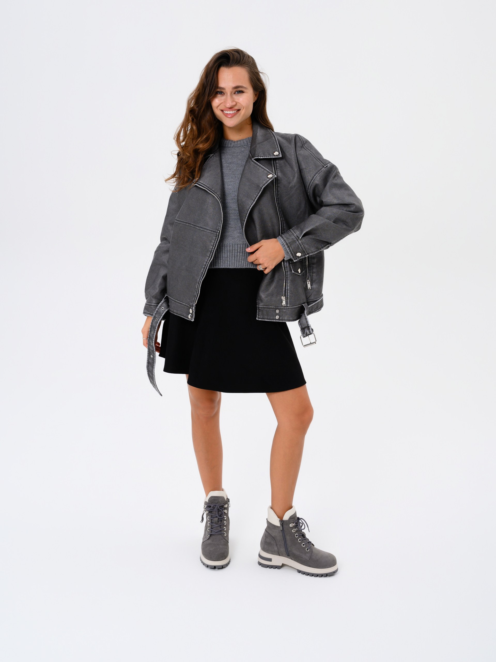 картинка Ботинки ED'ART 261.uno9'gr. Серый замок замша+бежевый от интернет магазина