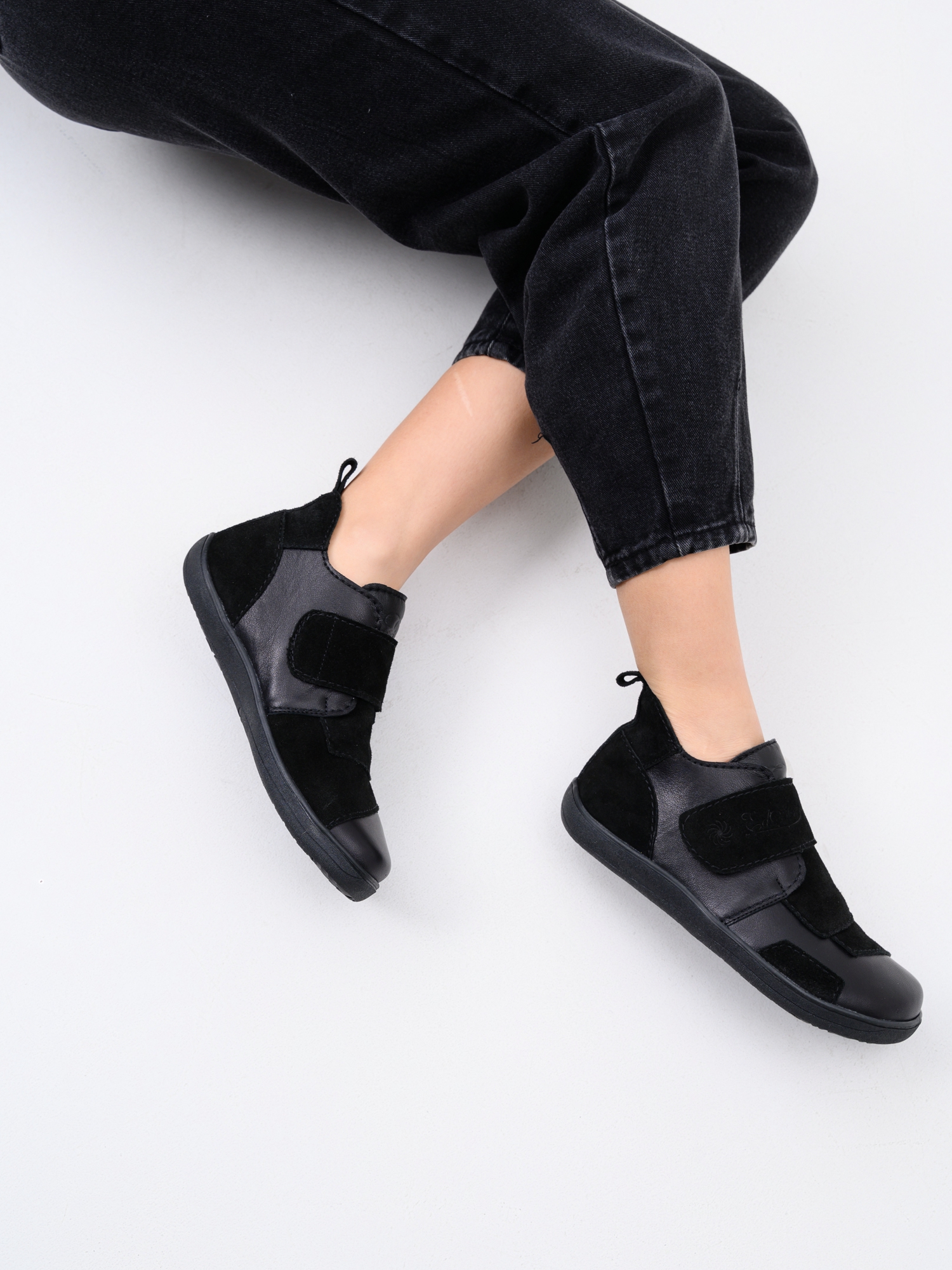 картинка Босоногие ботинки  ED'ART 206.NATA'bl.Черная кожа+черная замша от интернет магазина