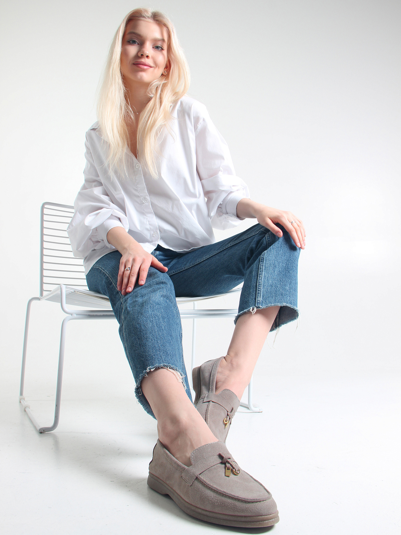 картинка Лоферы туфли ED'ART 170.2614'be. ваниль замша от интернет магазина