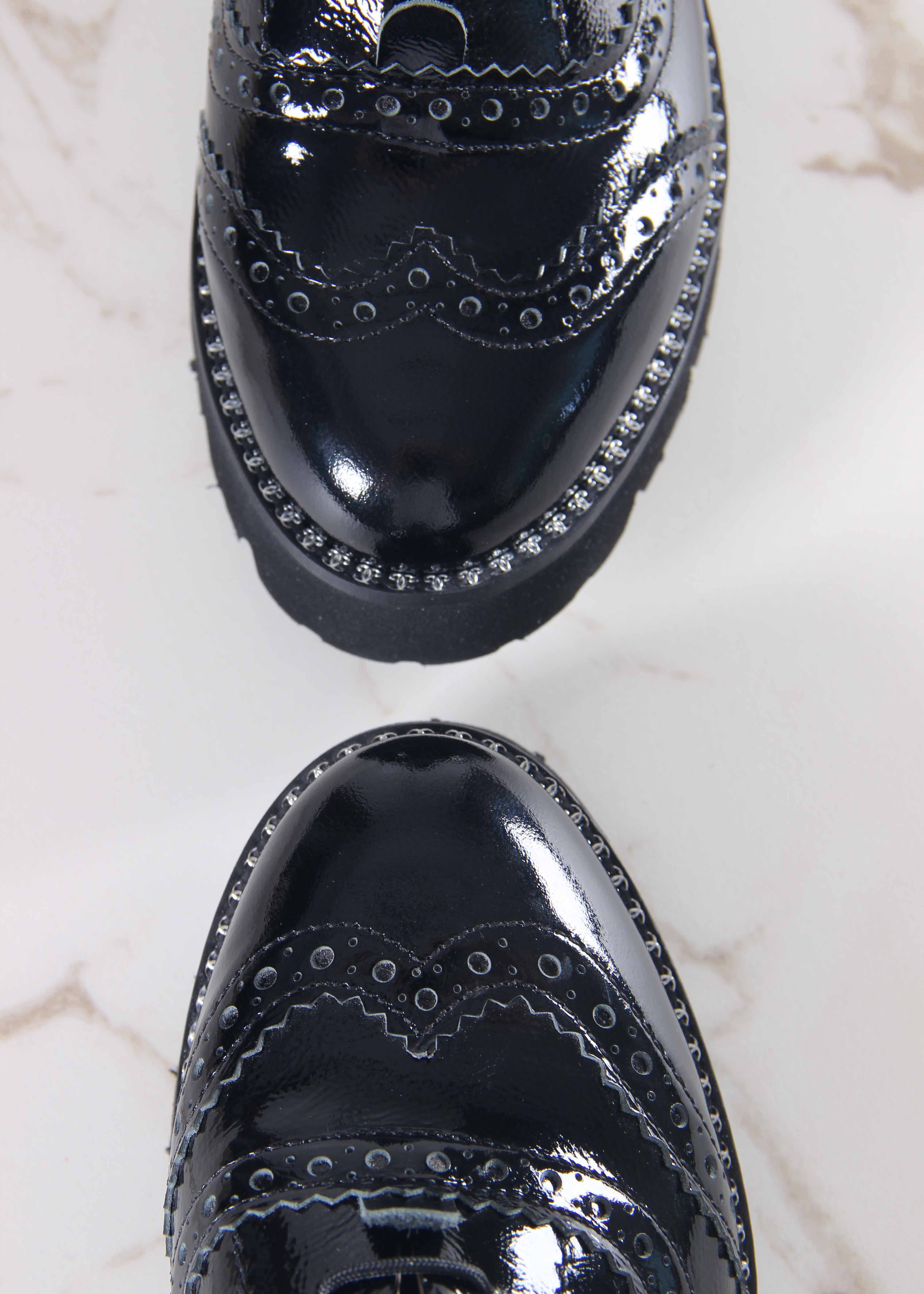 картинка Туфли полуботинки ED'ART 100.10182'bl. Черный наплак от интернет магазина