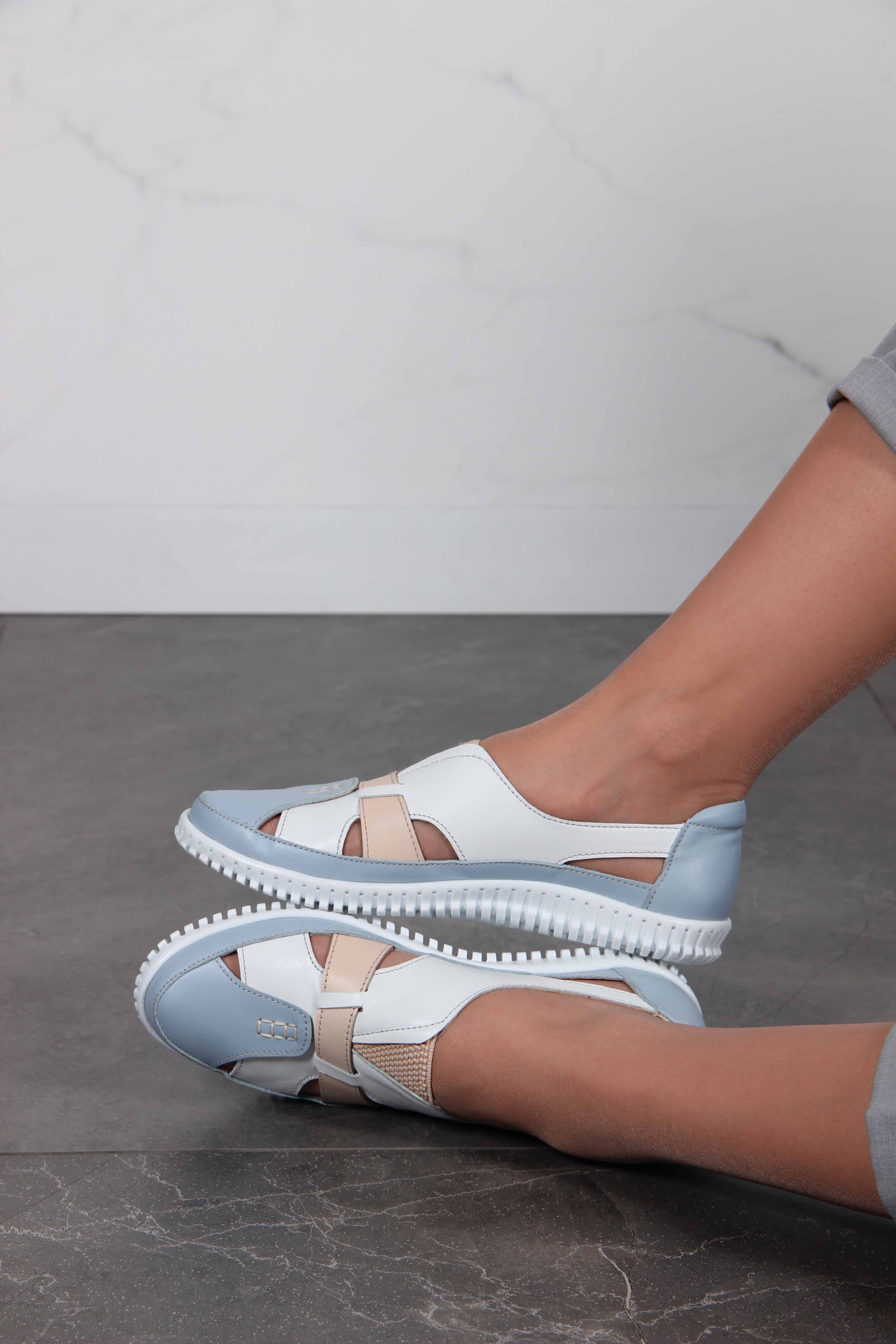 картинка Слипоны ED'ART 116.8000'w. белый-голубой от интернет магазина