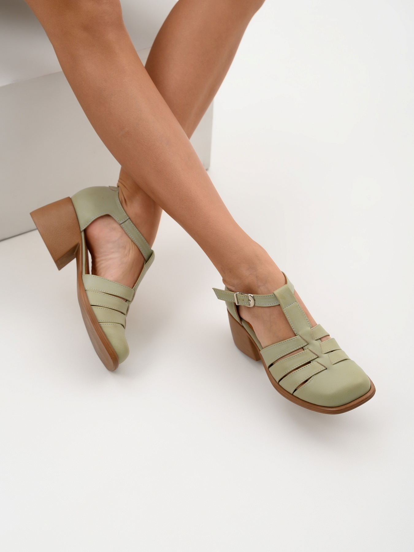 картинка Босоножки ED'ART 5036.23663'bе.Вакса олива+коричневый от интернет магазина