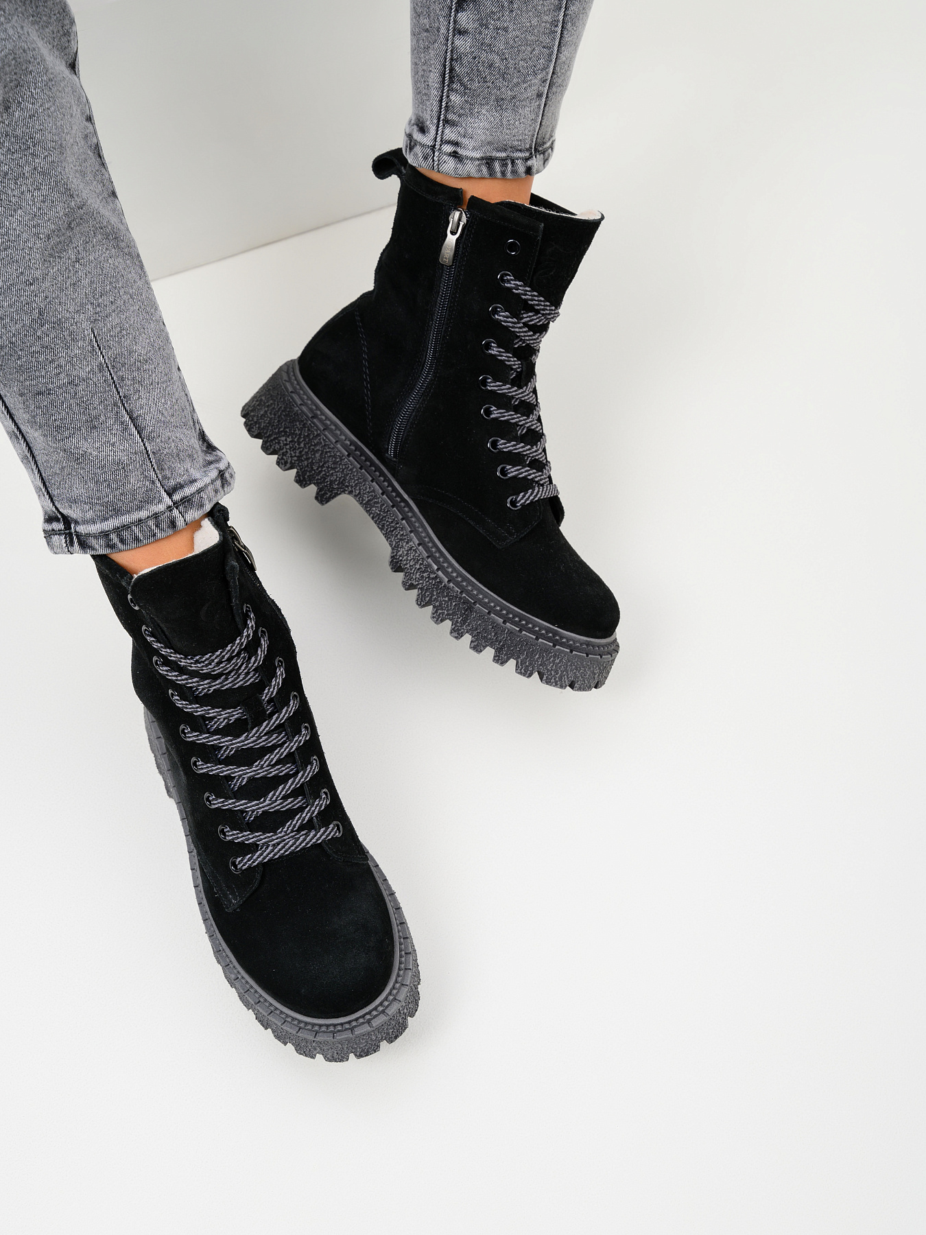 картинка Ботинки ED'ART 327.22511'gr. Черные замша от интернет магазина