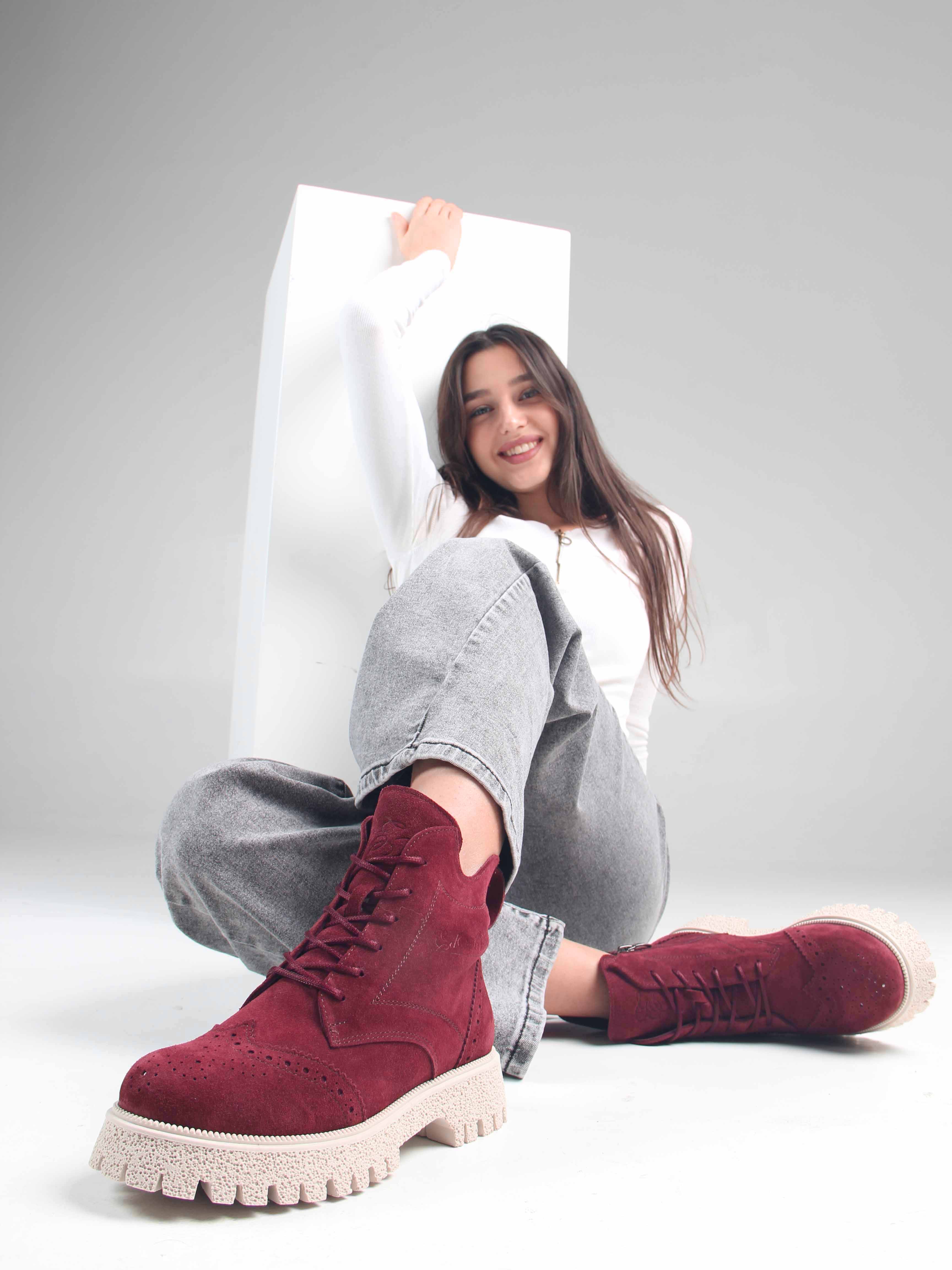 картинка Ботинки ED'ART 338.1541'be. бордо замша от интернет магазина