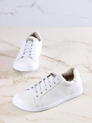 Кеды босоногие кожаные белые