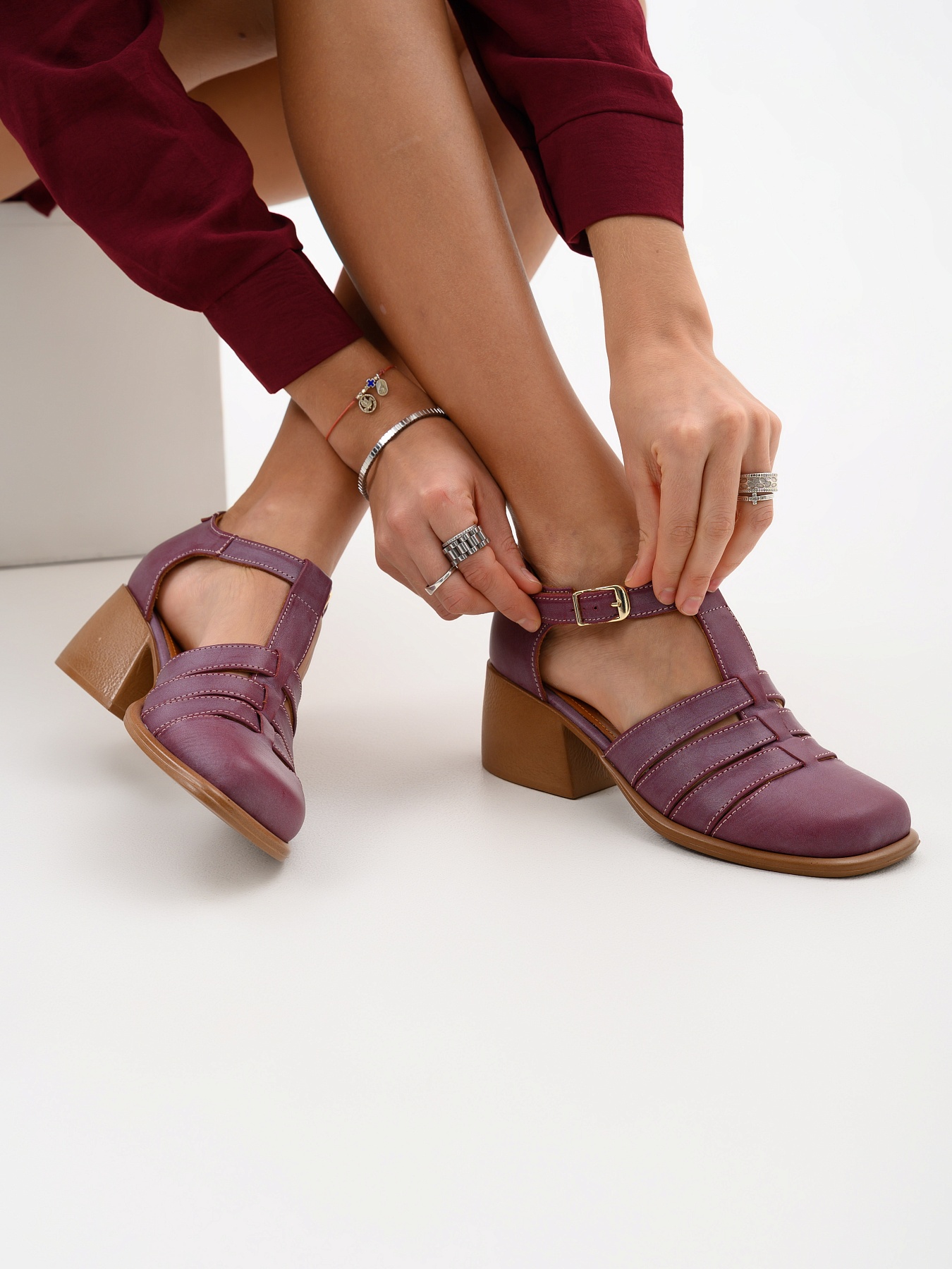 картинка Босоножки ED'ART 5036.23663'bе.Вакса бордо+коричневый от интернет магазина