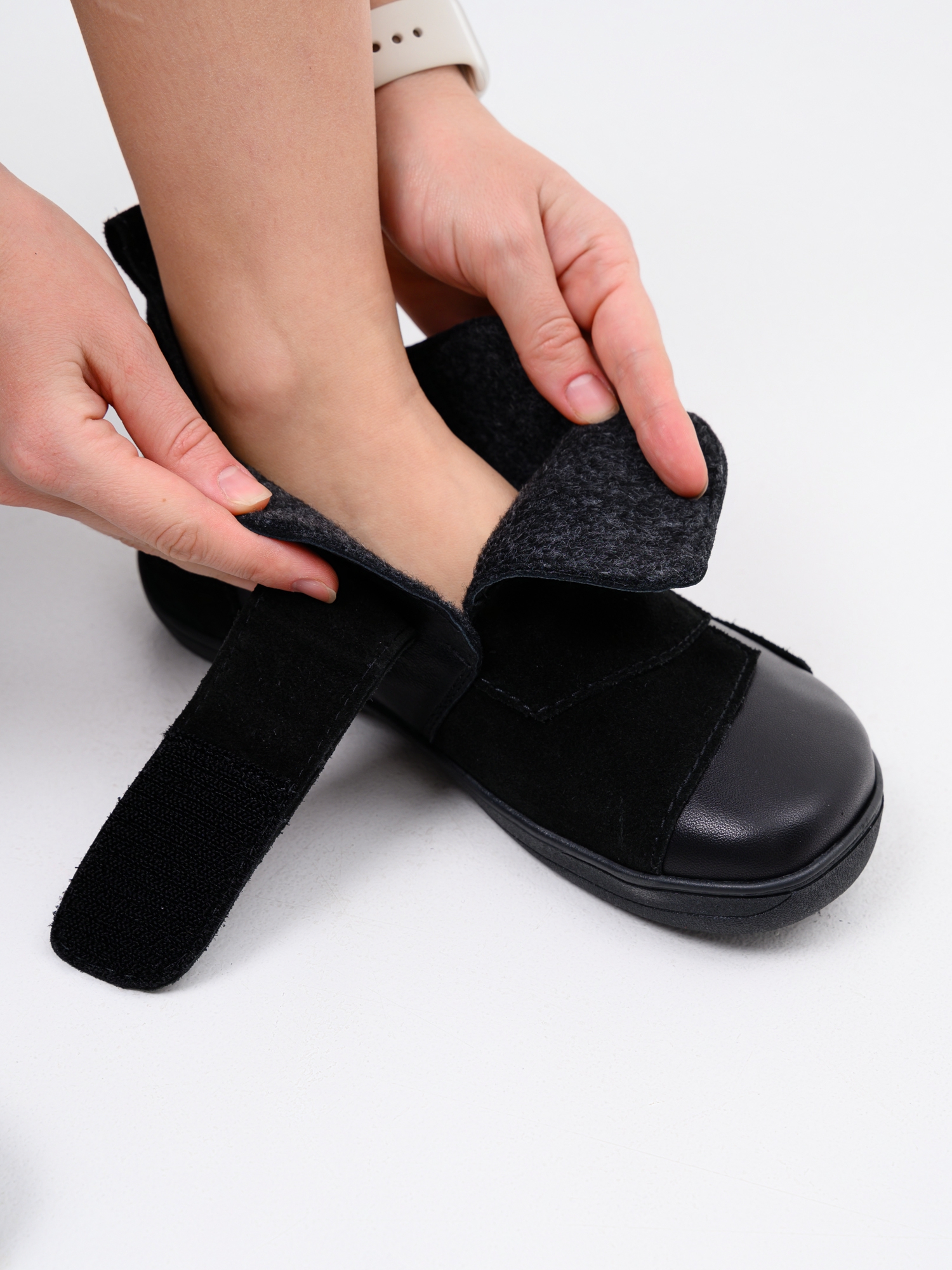 картинка Босоногие ботинки  ED'ART 206.NATA'bl.Черная кожа+черная замша от интернет магазина