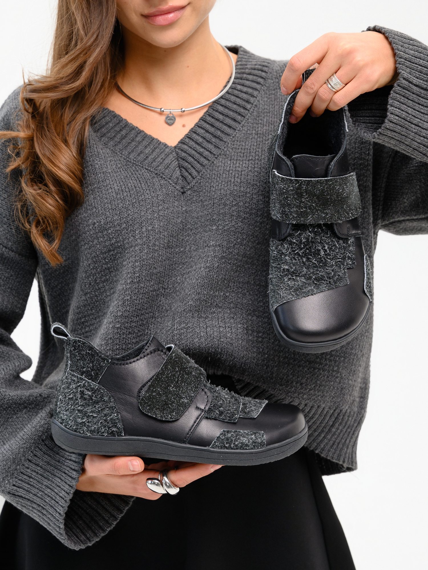 картинка Босоногие ботинки  ED'ART 206.NATA'bl.Черная кожа+черный джангл от интернет магазина