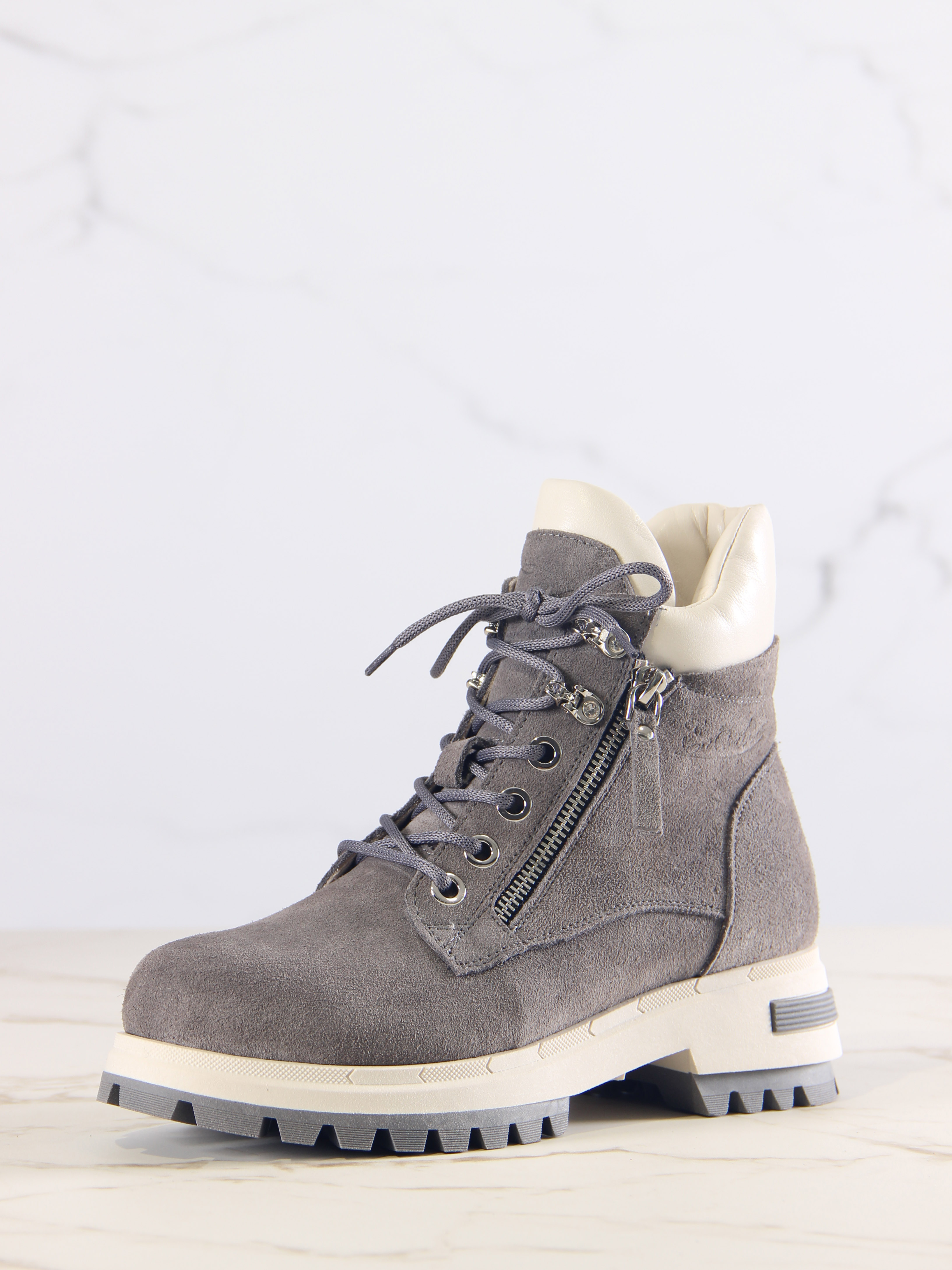 картинка Ботинки ED'ART 261.uno9'gr. Серый замок замша+бежевый от интернет магазина