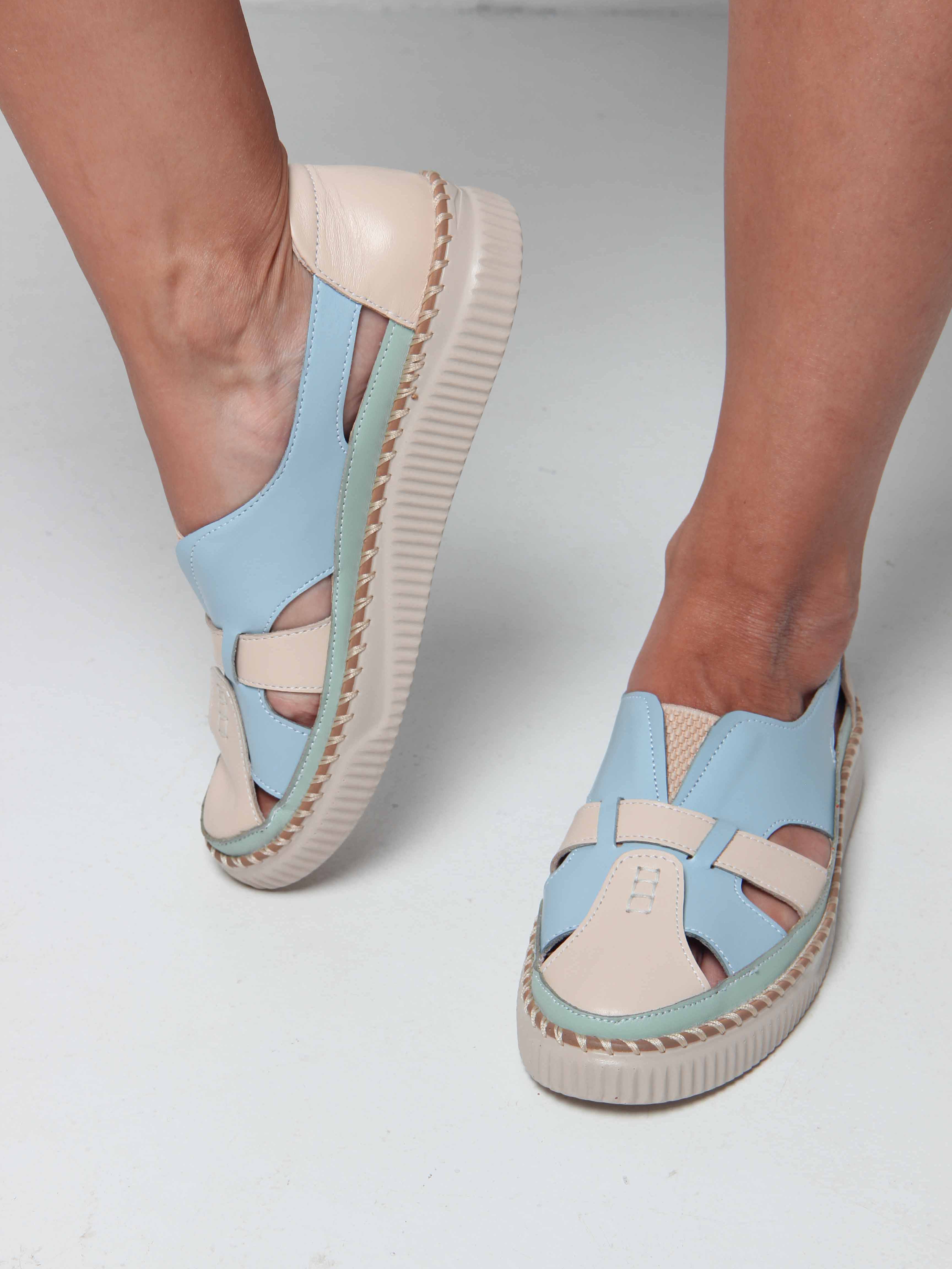 картинка Слипоны ED'ART 116.2500'be. Голубой бежевый от интернет магазина