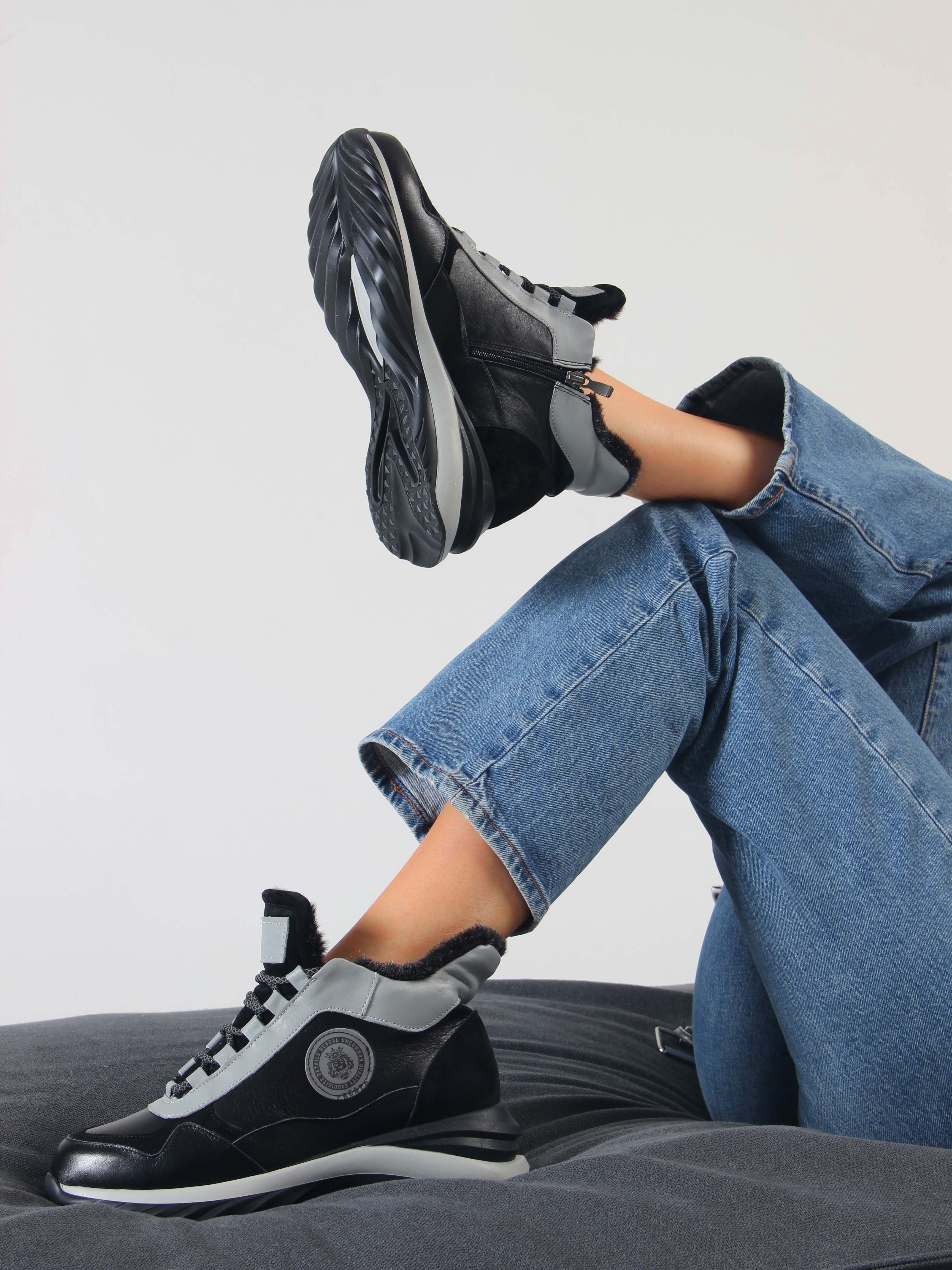 картинка Ботинки ED'ART 350.uno2'bl. черный серый от интернет магазина