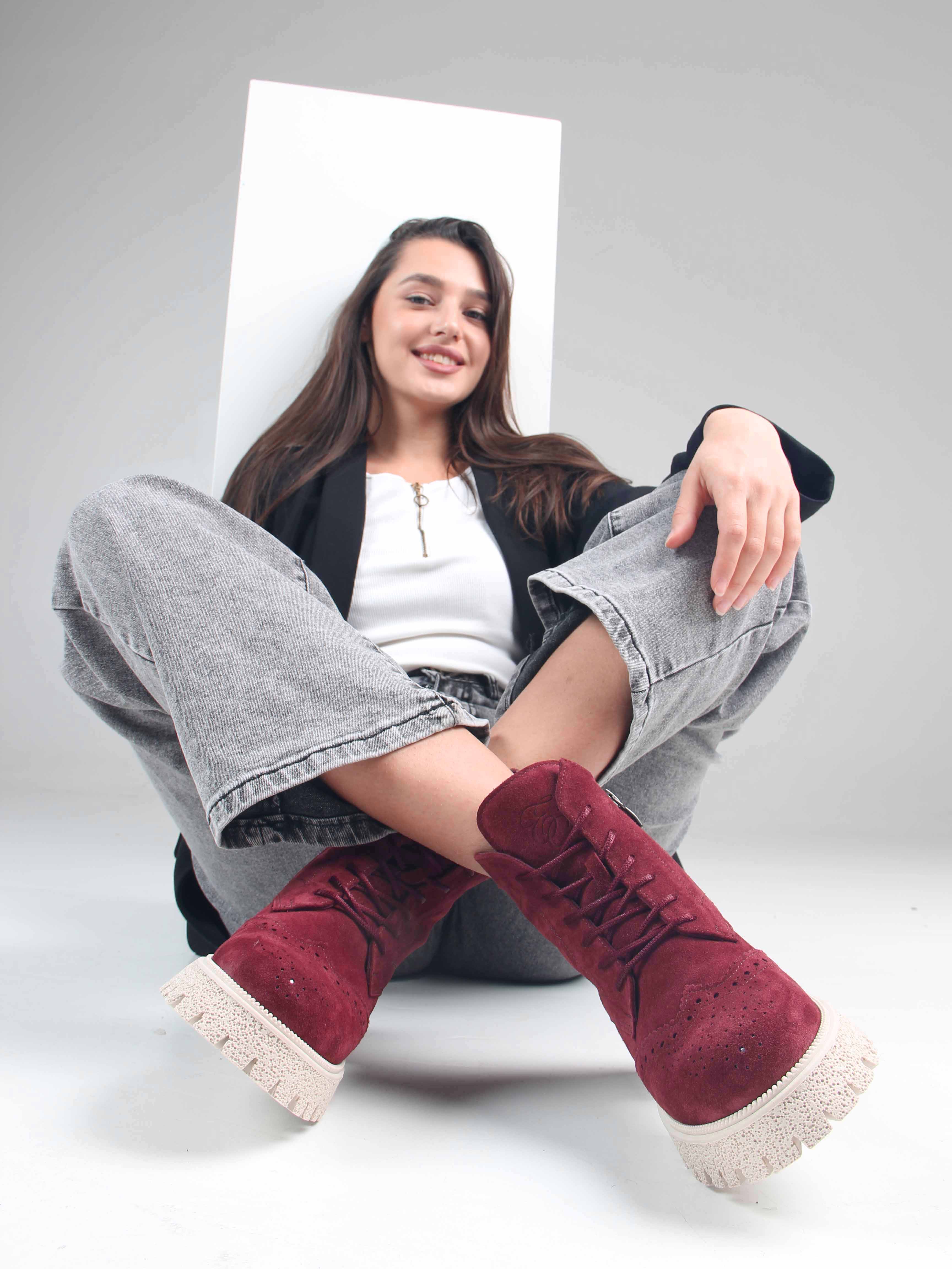 картинка Ботинки ED'ART 338.1541'be. бордо замша от интернет магазина