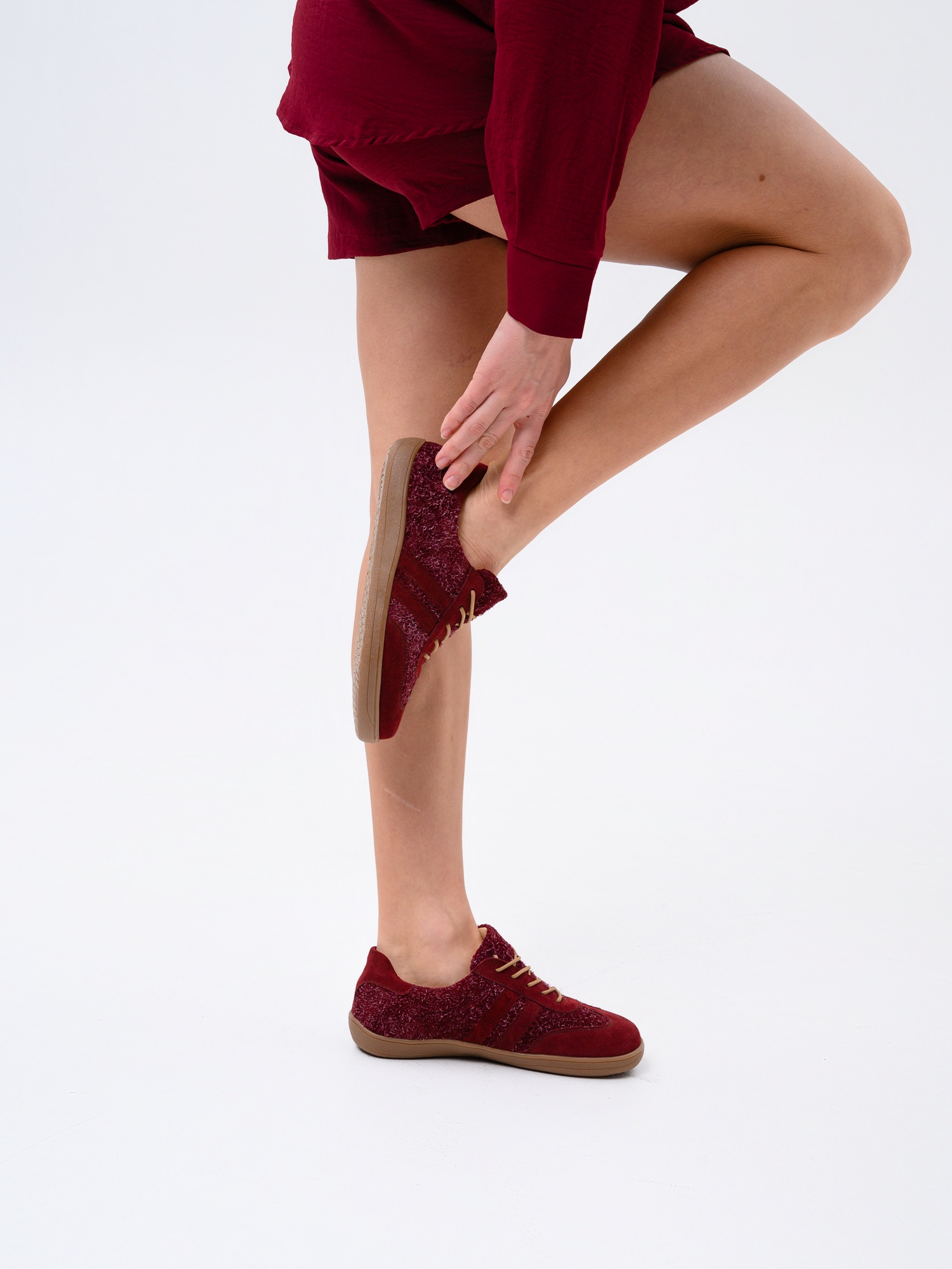 картинка Босоногие кеды ED'ART 184.nata'br.Бордовая замша+бордовый джангл от интернет магазина