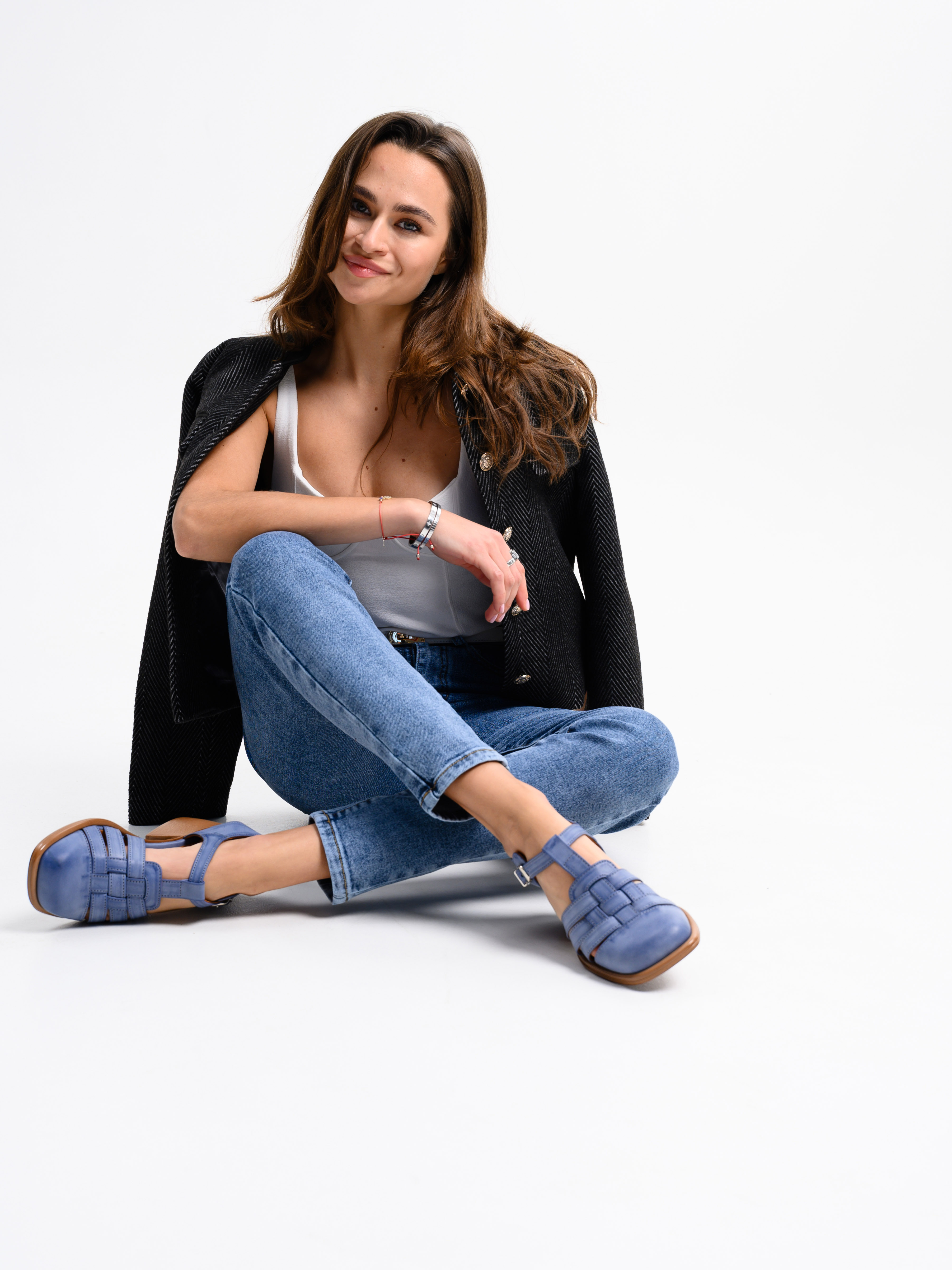 картинка Босоножки ED'ART 5035.23663'bе. Вакса джинс+коричневый от интернет магазина