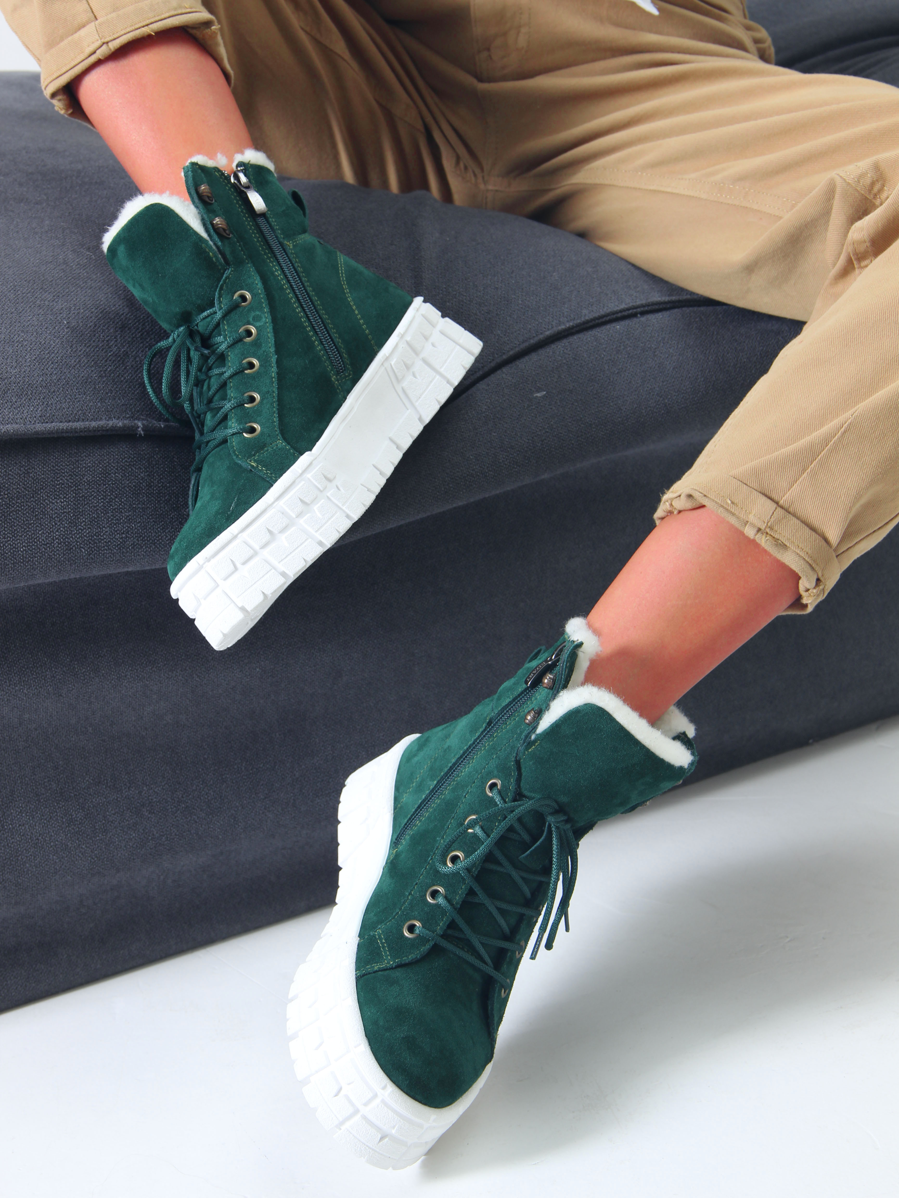 картинка Ботинки ED'ART 216.212131'w. зеленый замша от интернет магазина