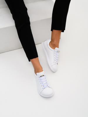 Кеды босоногие кожаные белые