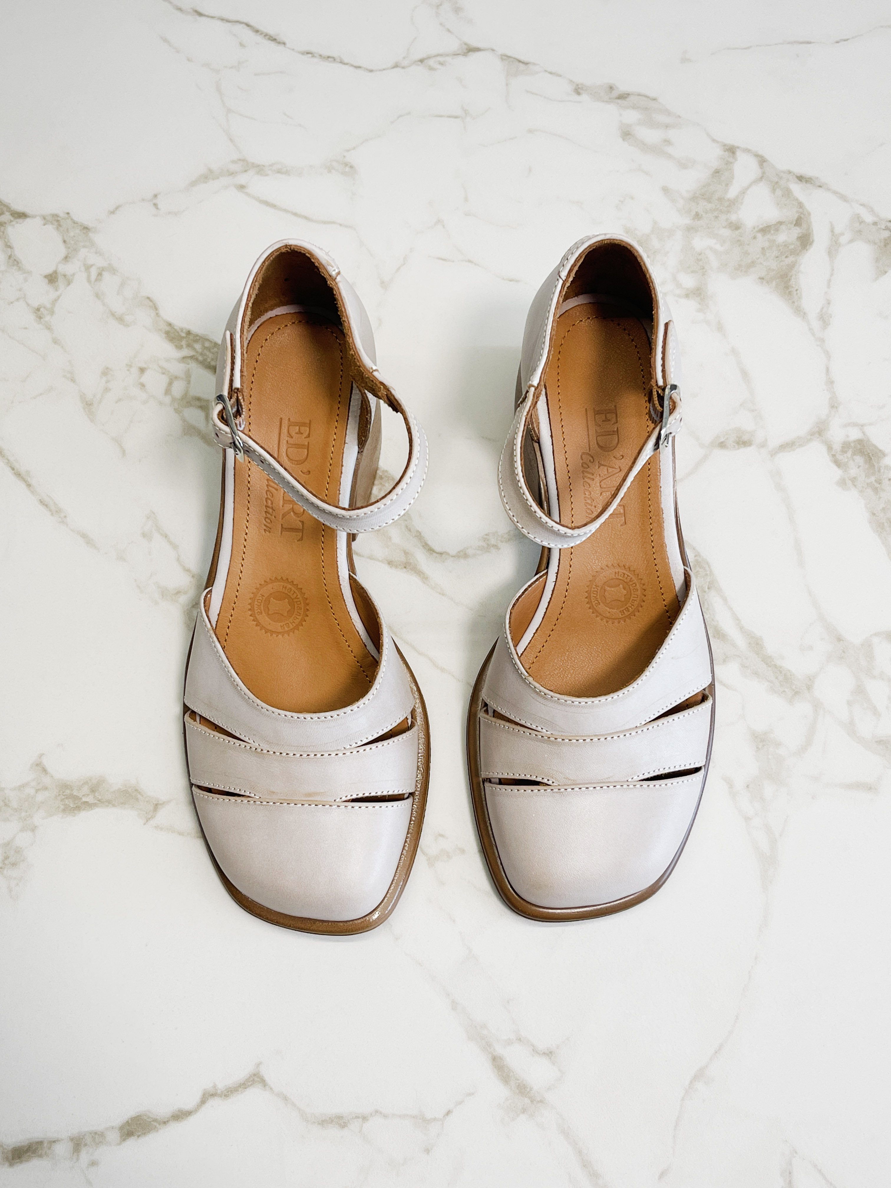 картинка Босоножки ED'ART 5032.23663'be. Вакса пудра+коричневый от интернет магазина