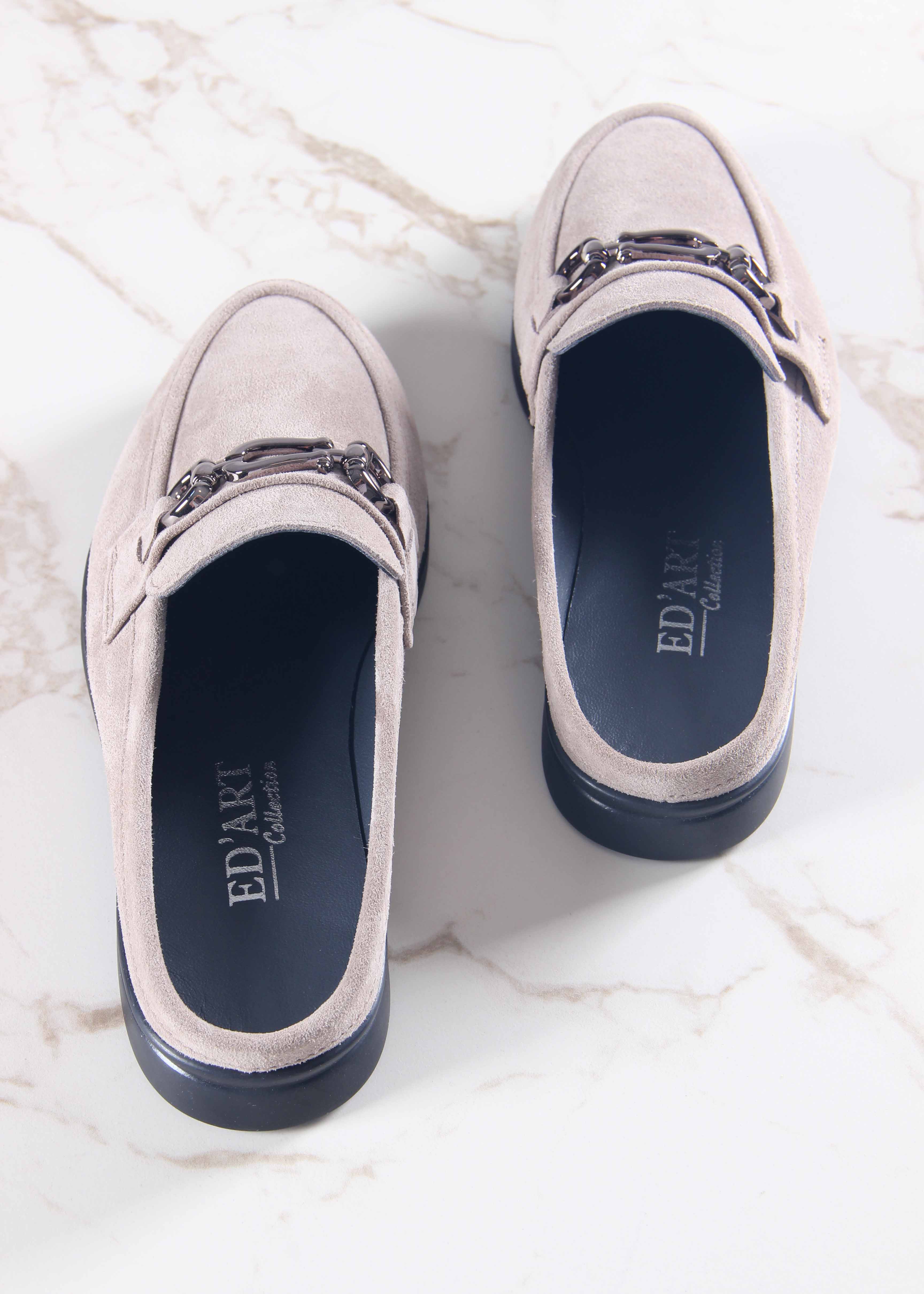 картинка Сабо лоферы ED'ART 1080.2614'bl. Ваниль замша от интернет магазина