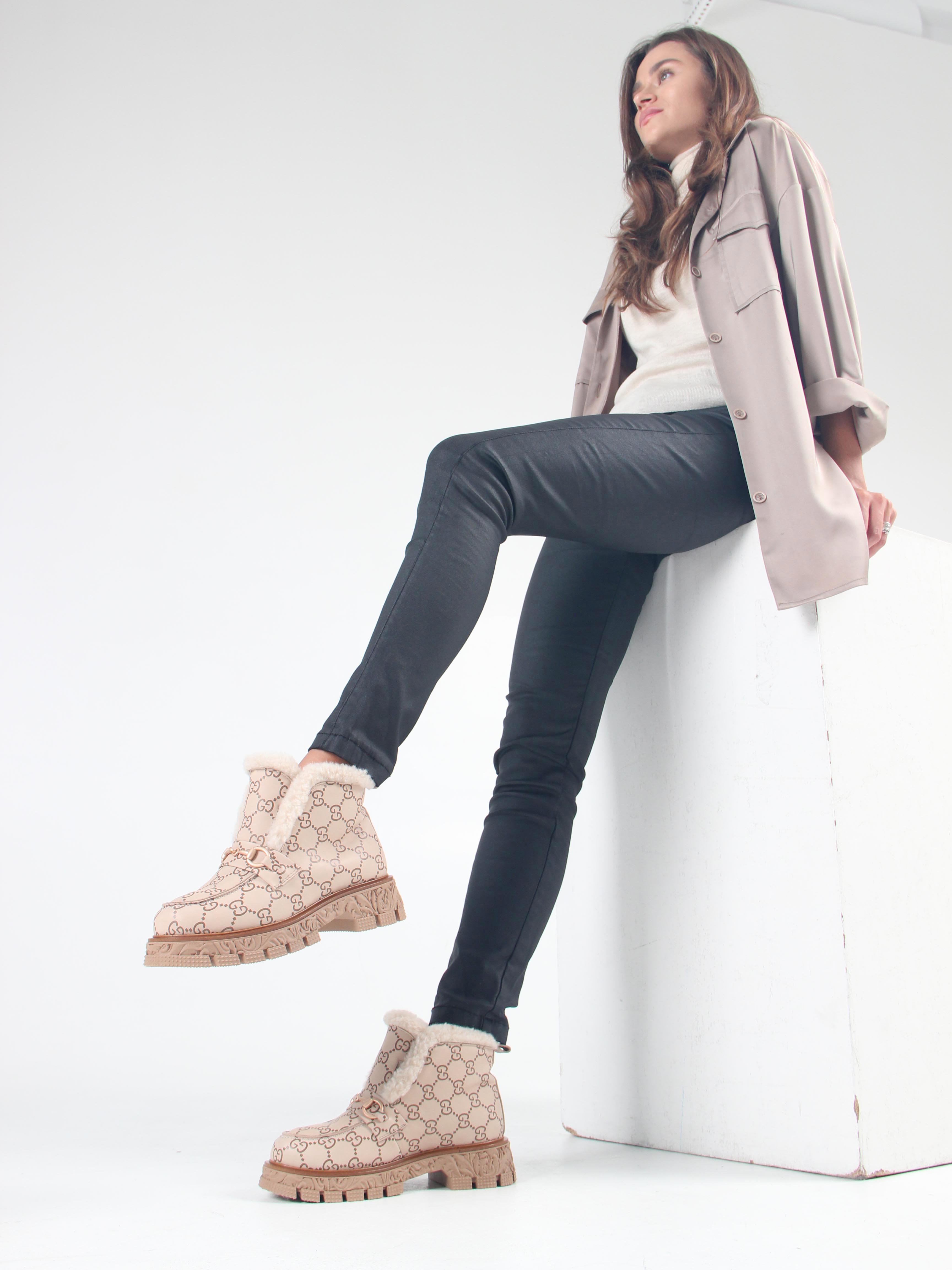 картинка Ботинки ED'ART 307. PODYUM141 'br. бежевый гучи коричневый от интернет магазина