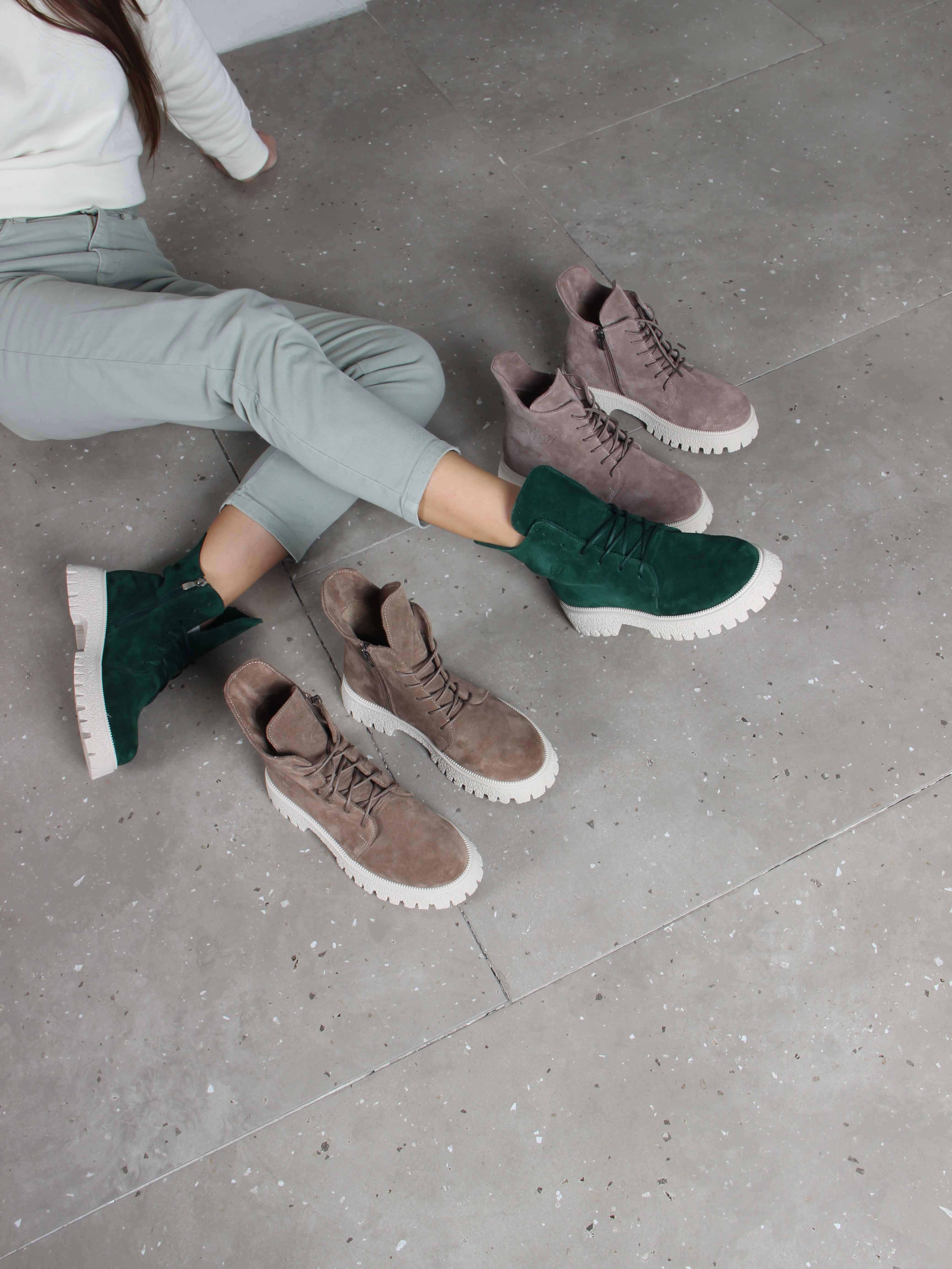 картинка Ботинки ED'ART 228.V.1541'be. Зеленый замша от интернет магазина