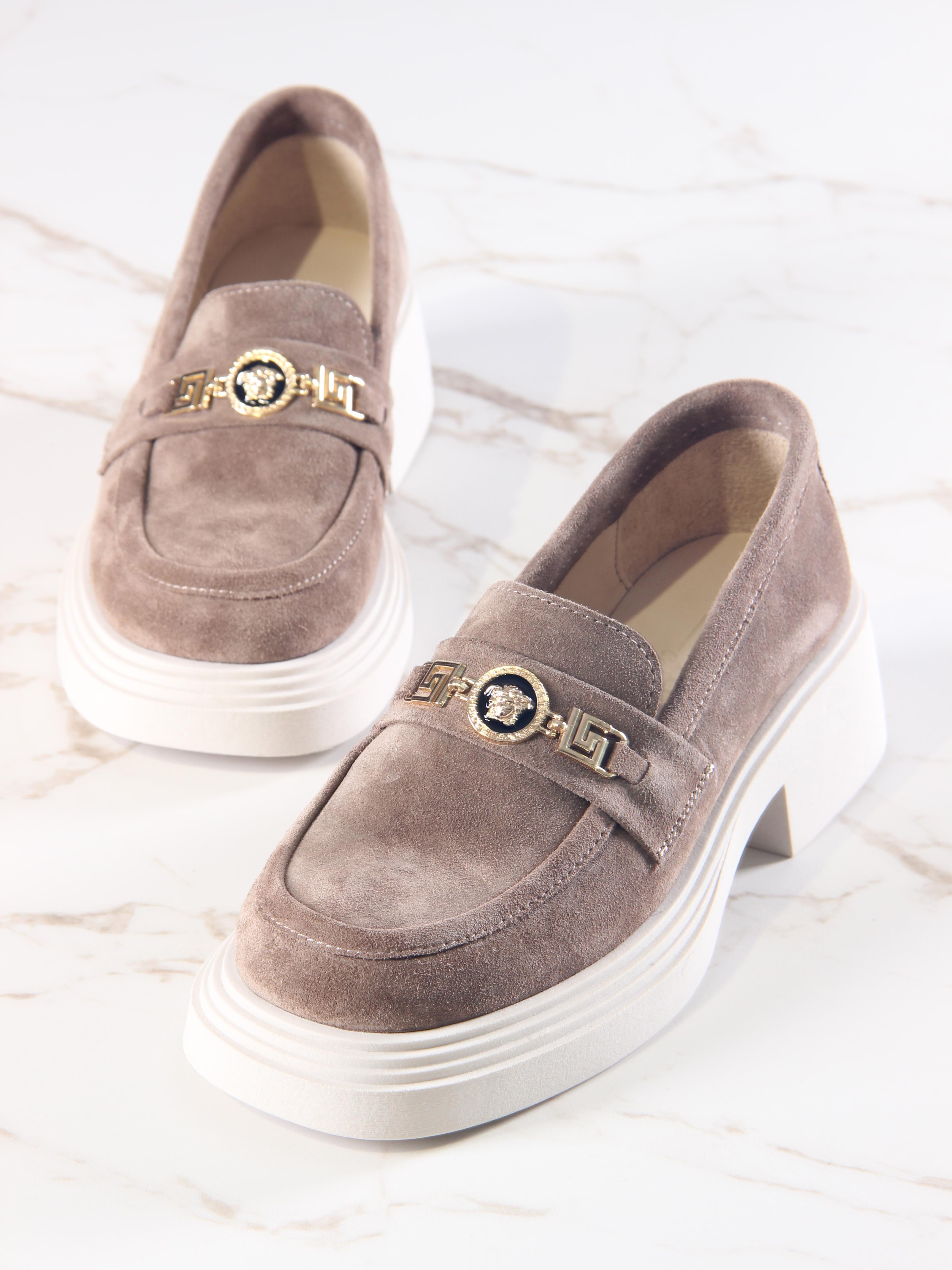 картинка Лоферы туфли ED'ART 173.1453'be. коричневый капучино замша от интернет магазина