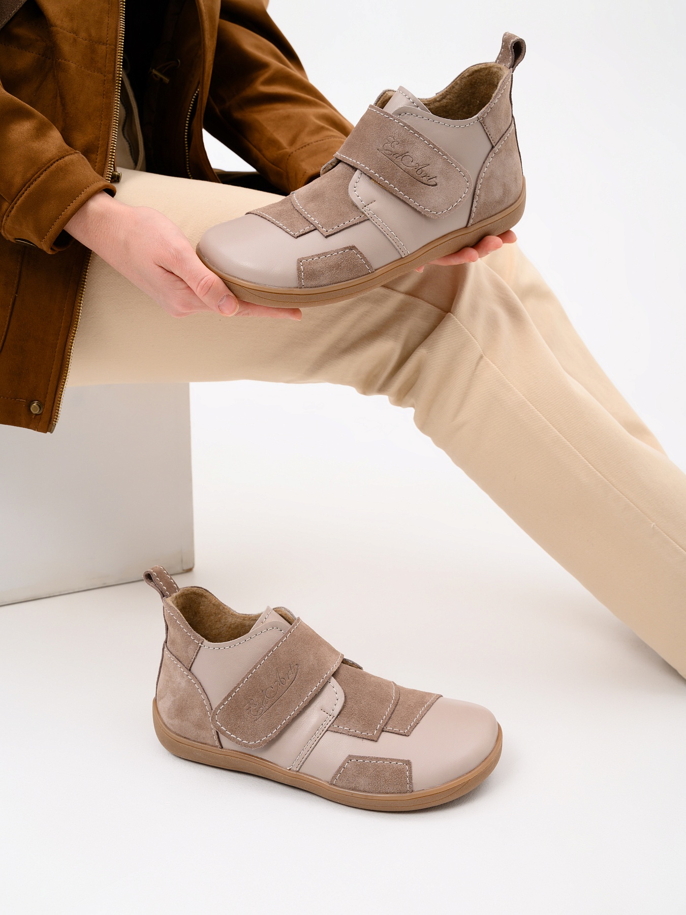 картинка Босоногие ботинки  ED'ART 206.NATA'br.Визон+капучино замша от интернет магазина